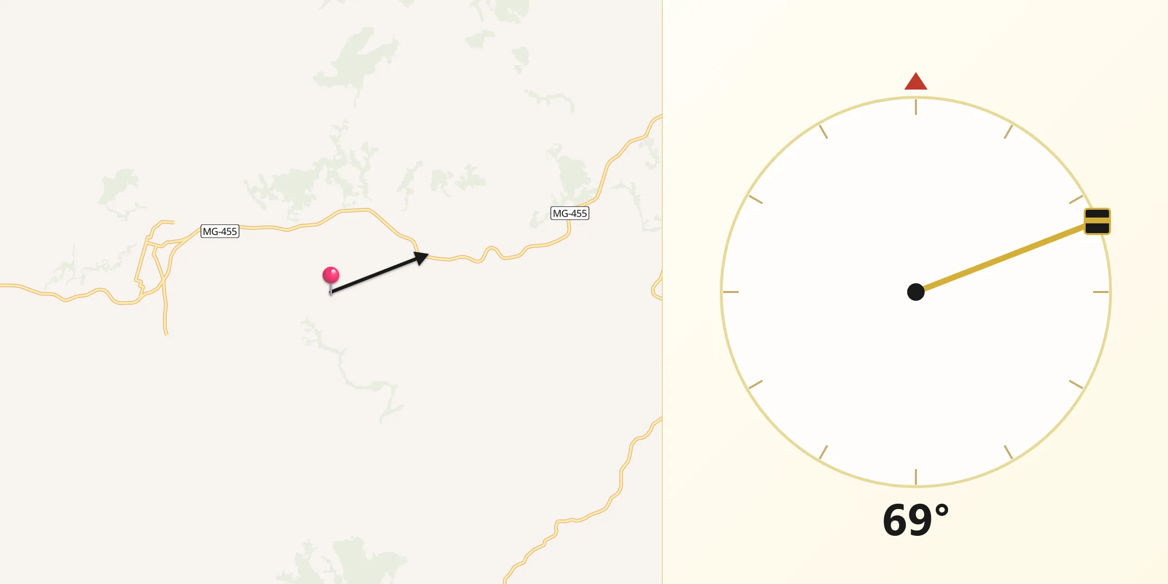 Direção da Qibla a partir de Ibitiúra de Minas