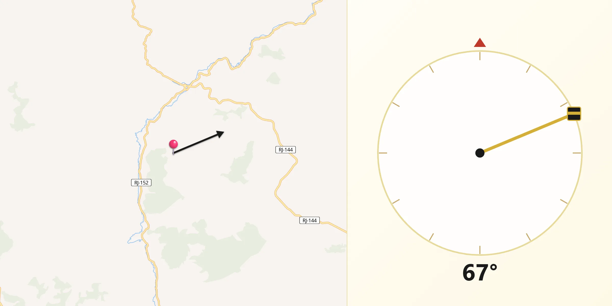 Direção da Qibla a partir de Duas Barras