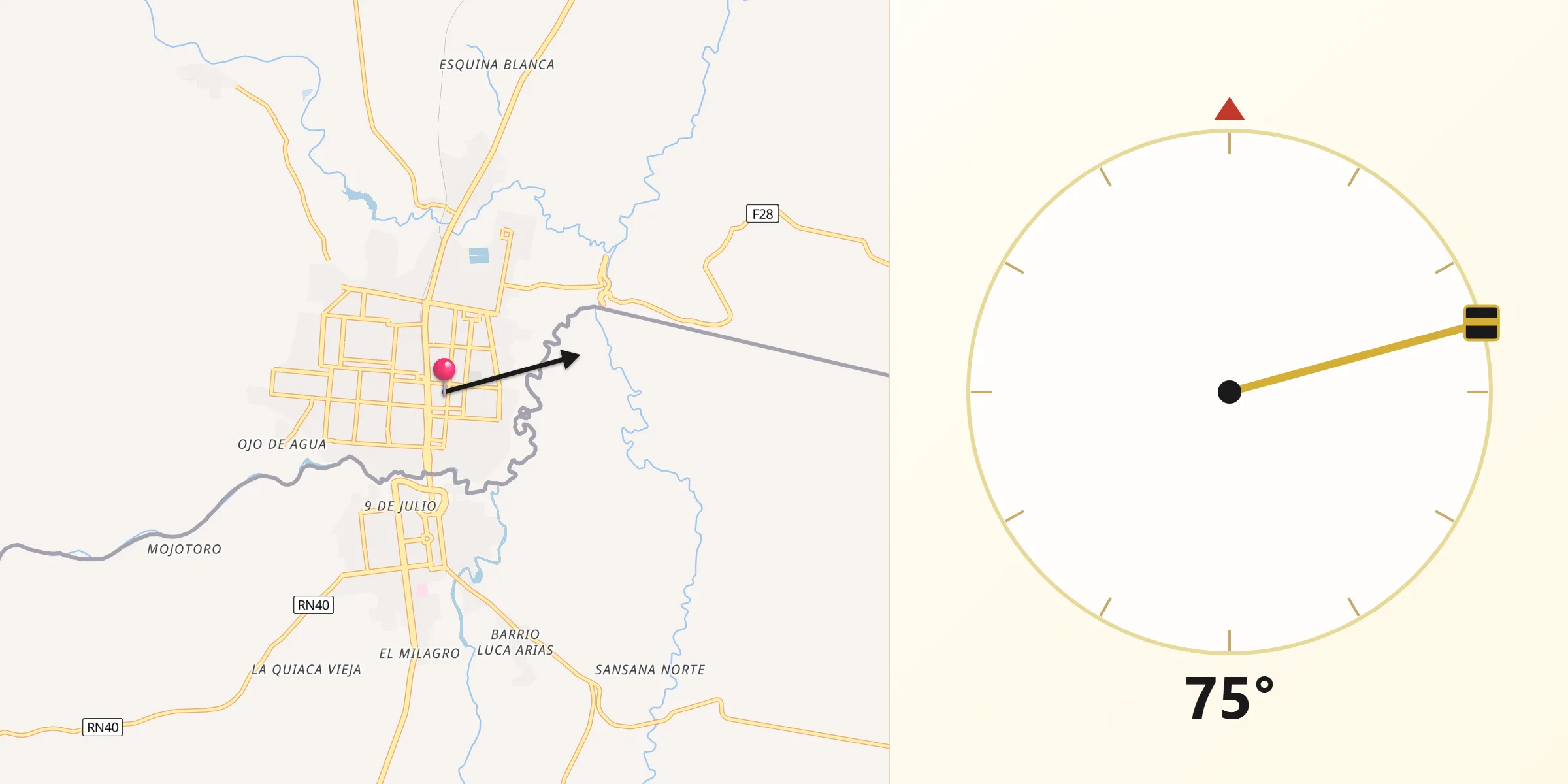 Dirección de la Qibla desde Villazón