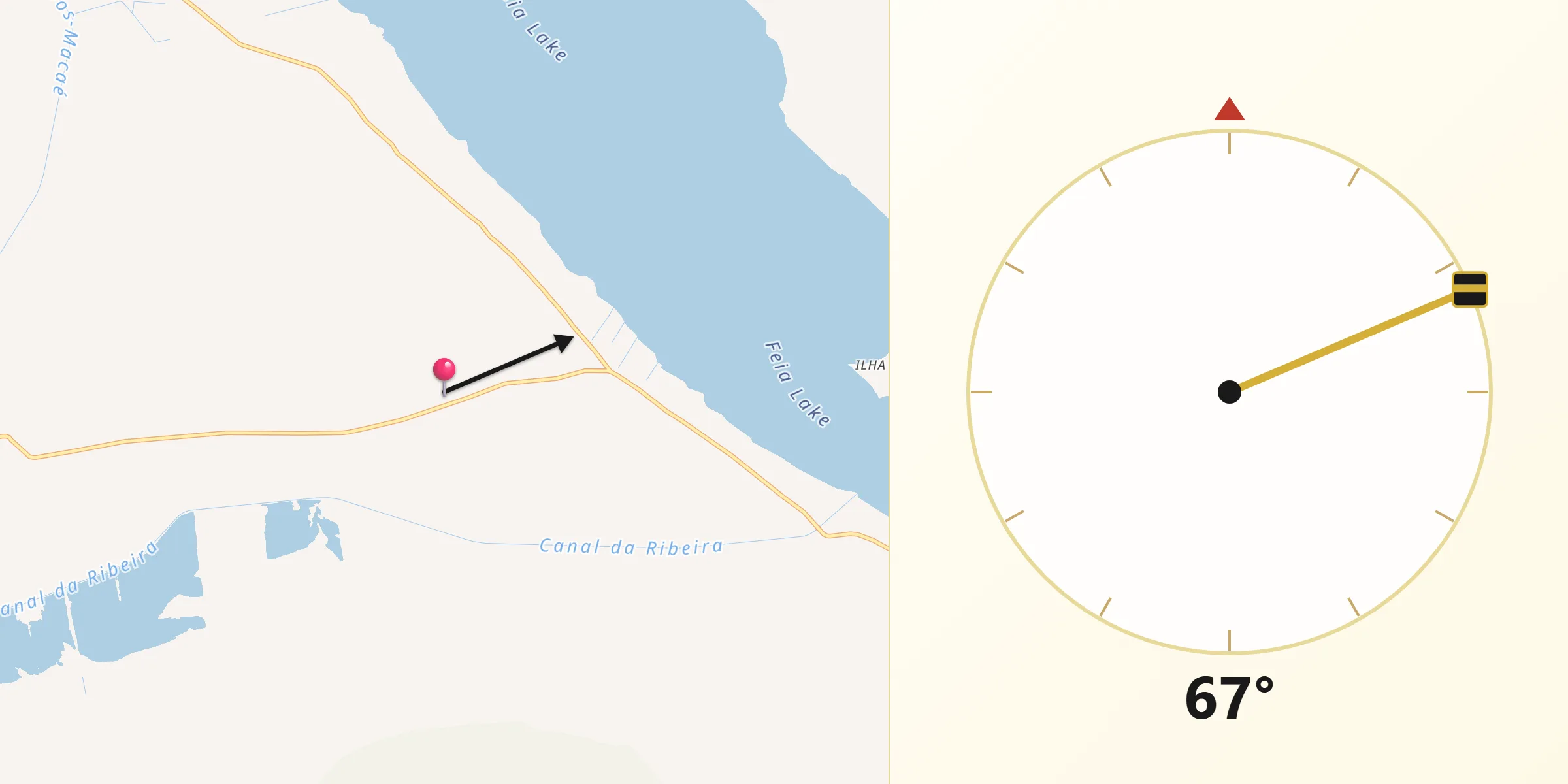 Direção da Qibla a partir de Quissamã