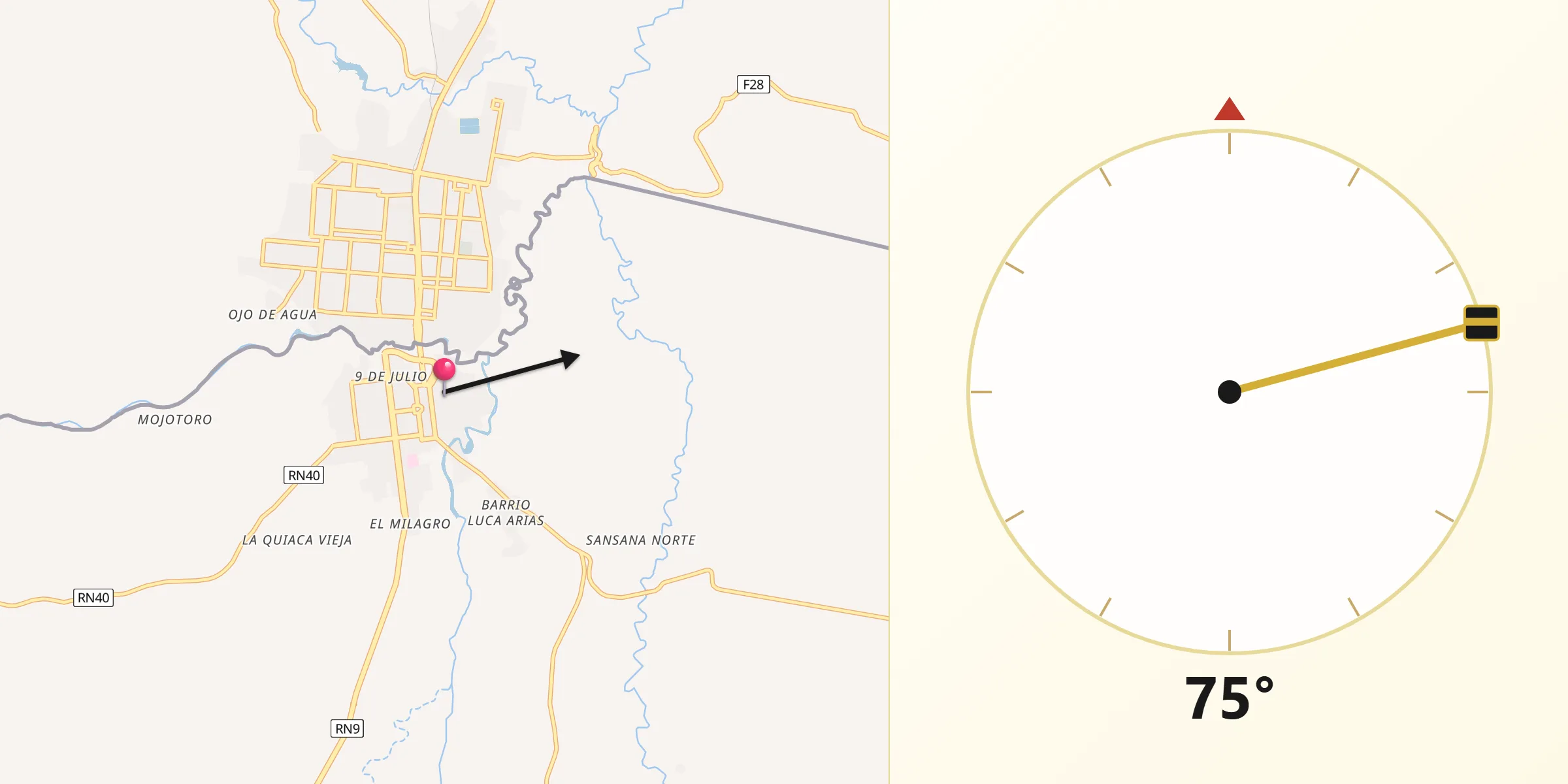 Dirección de la Qibla desde La Quiaca