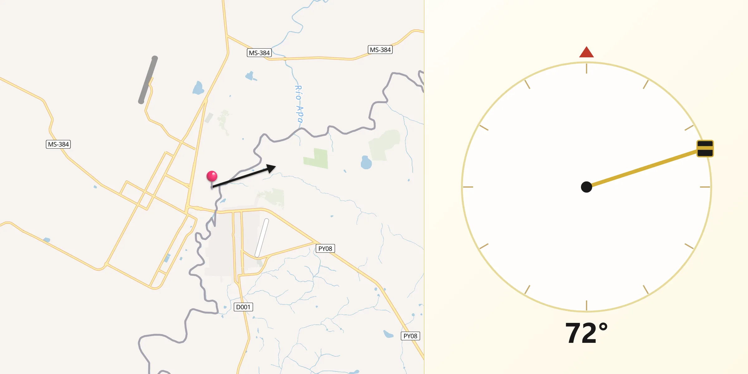 Direção da Qibla a partir de Bela Vista