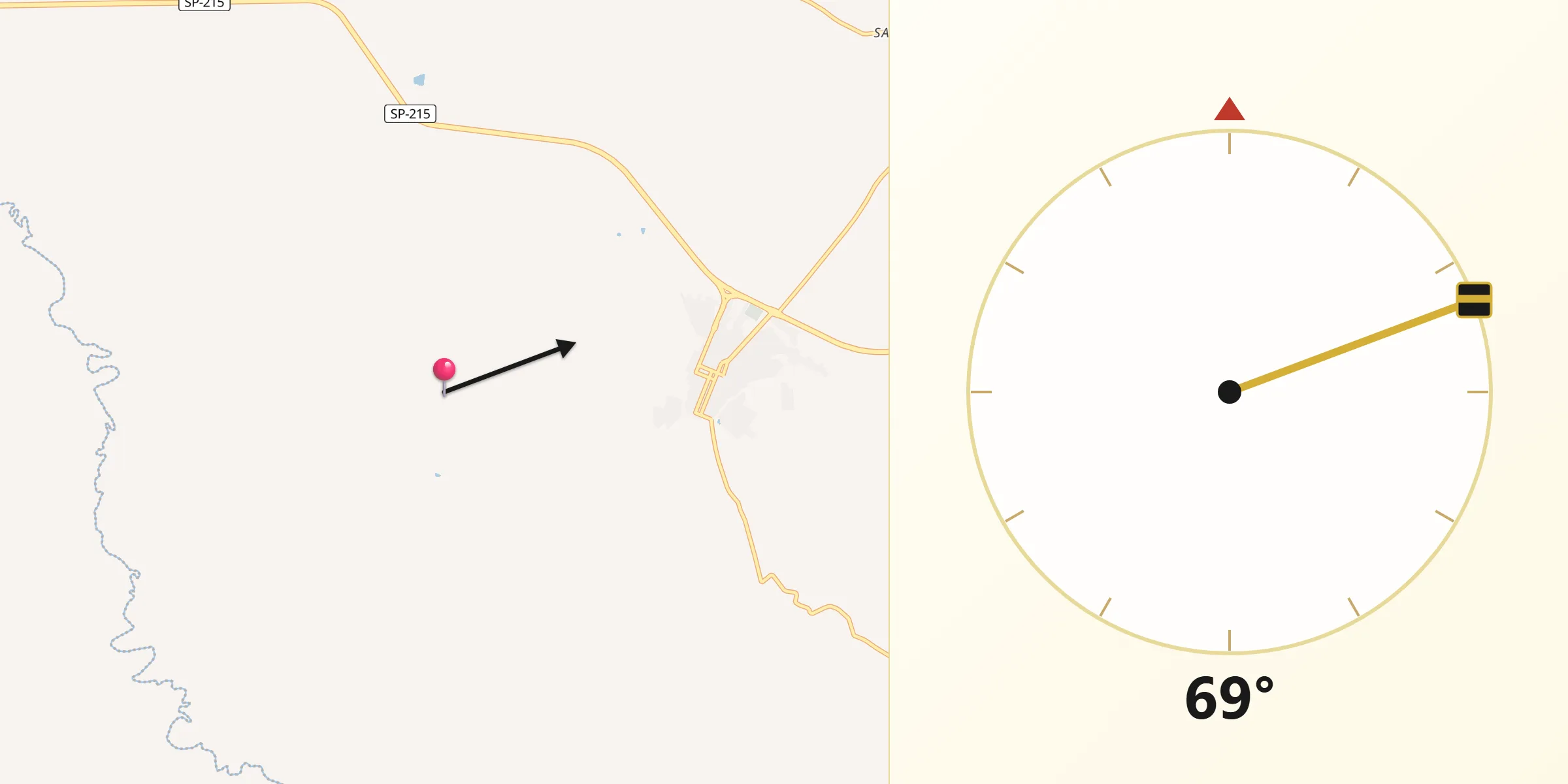 Direção da Qibla a partir de Dourado
