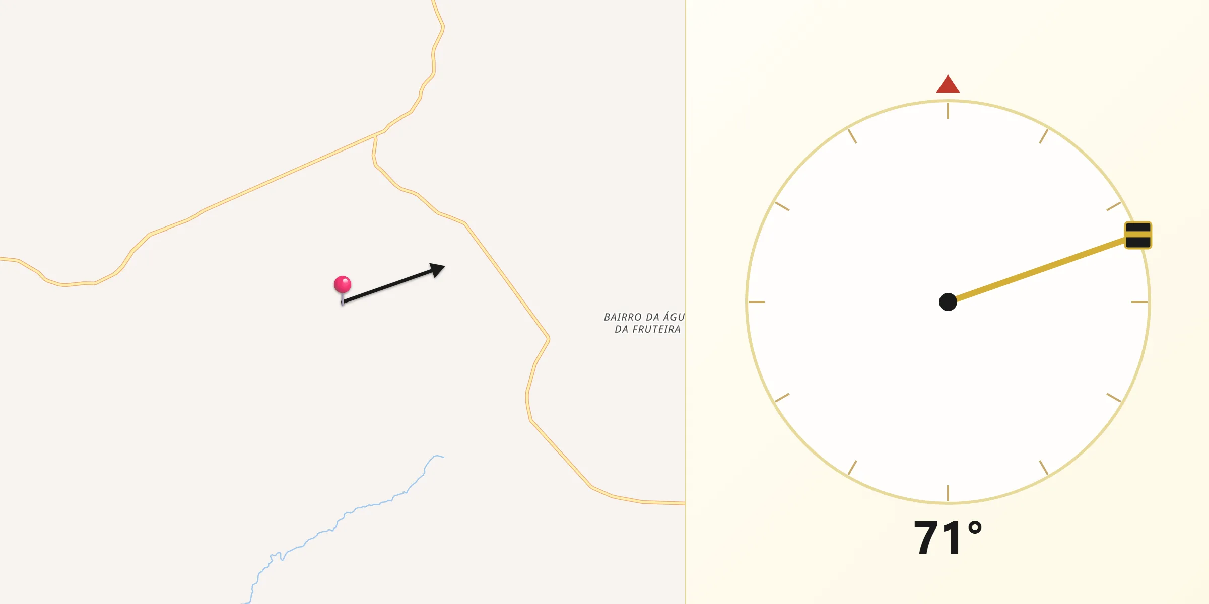 Direção da Qibla a partir de Marabá Paulista