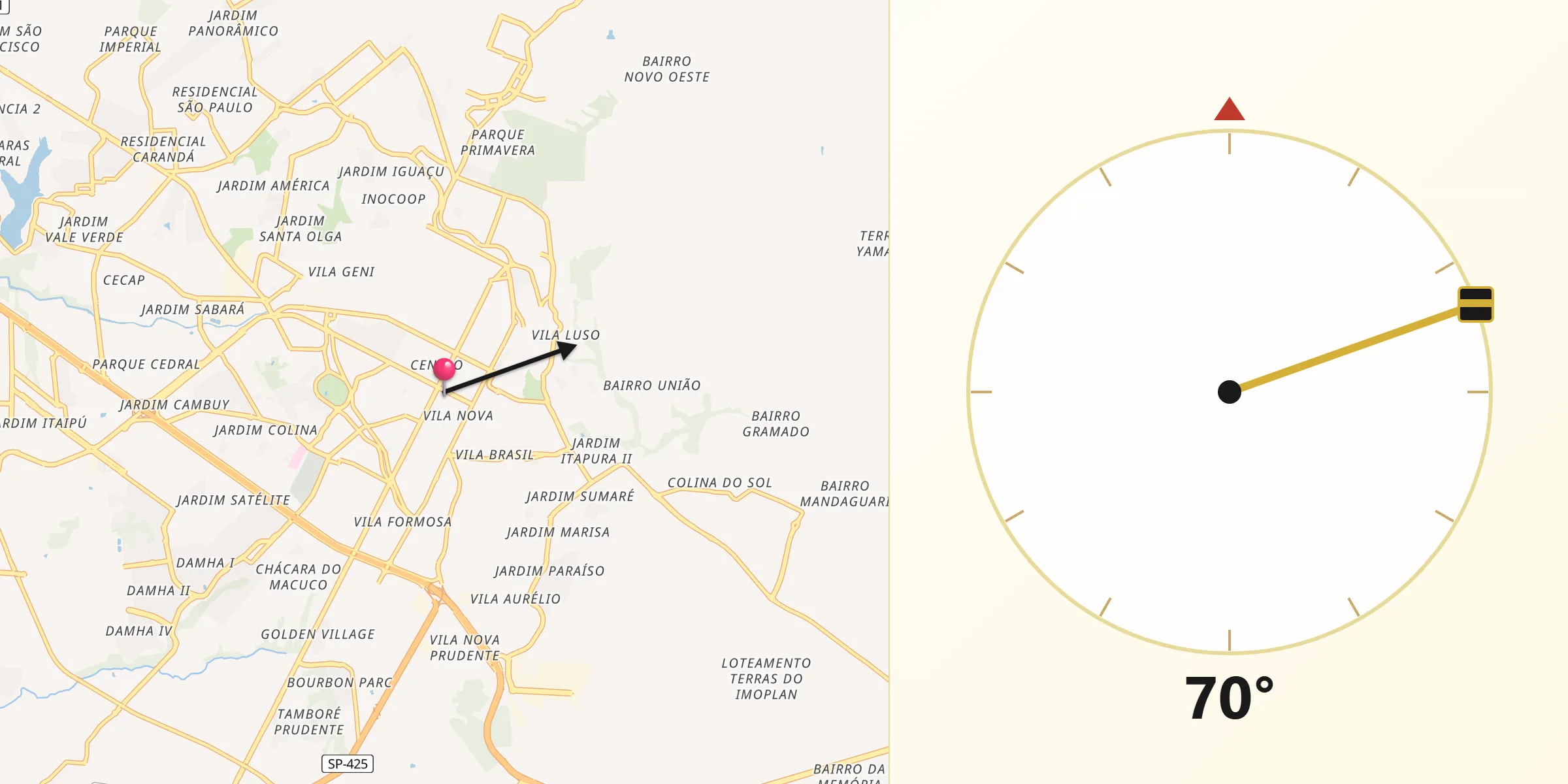 Direzione della Qibla da Presidente Prudente