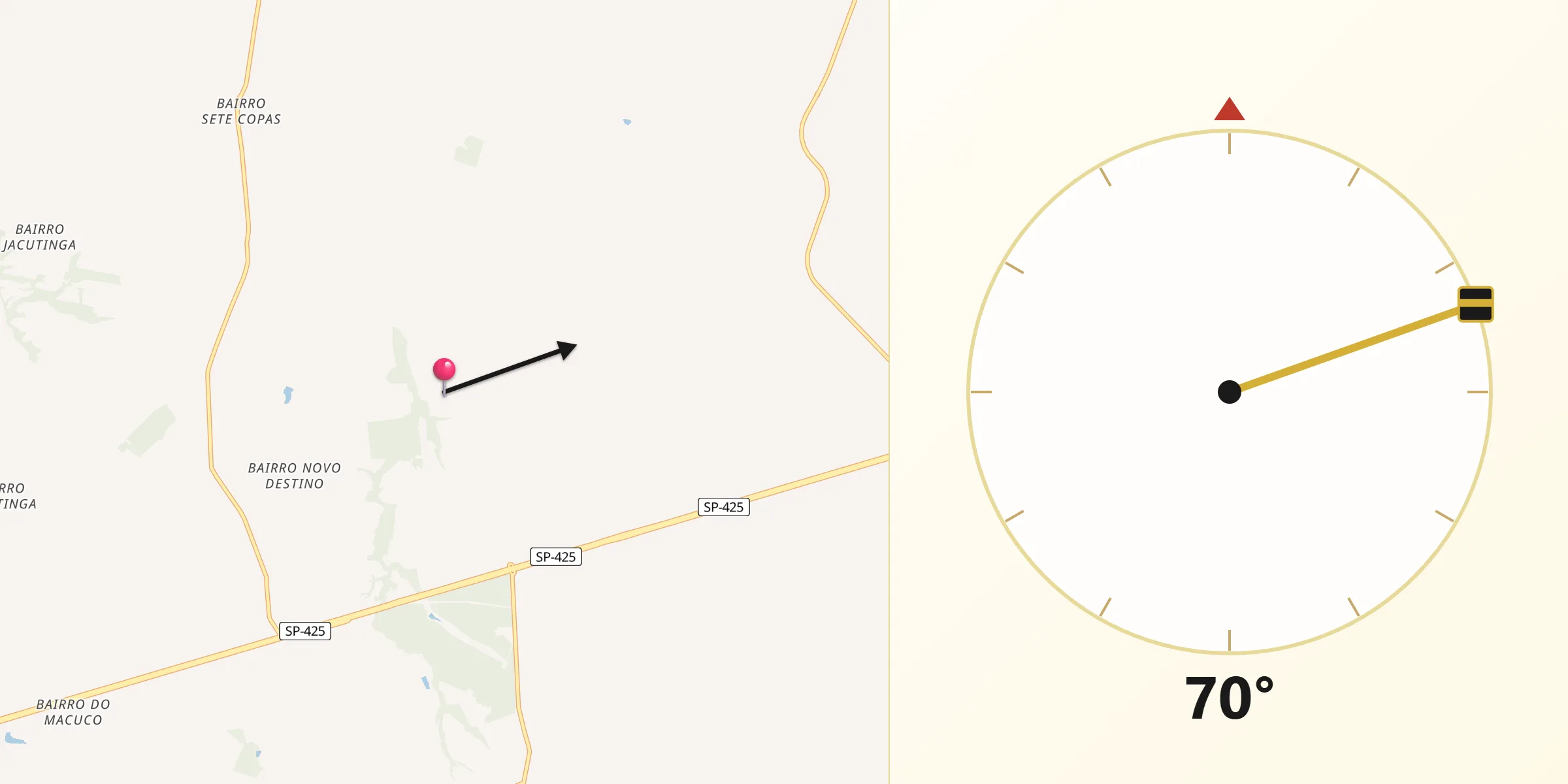 Direção da Qibla a partir de Indiana