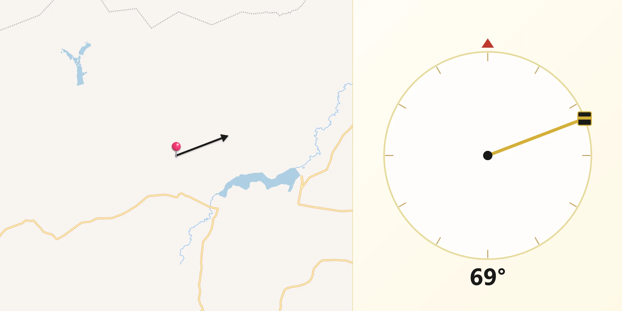 Direção da Qibla a partir de Santa Cruz da Conceição