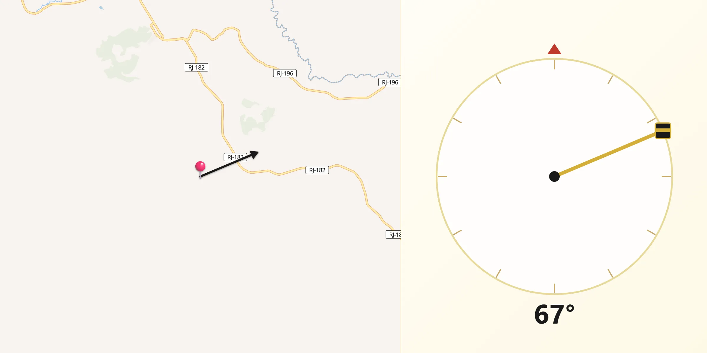 Direção da Qibla a partir de Conceição de Macabu