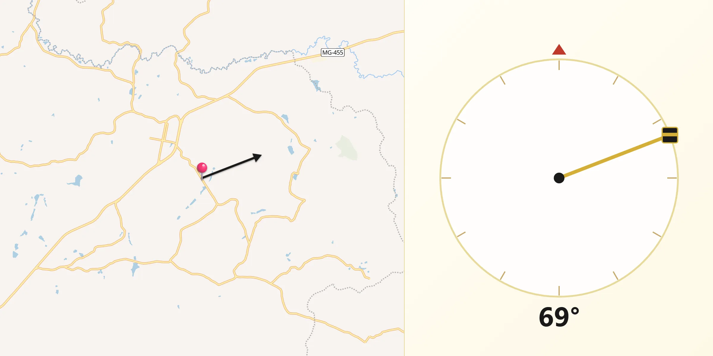 Direção da Qibla a partir de Santo Antônio do Jardim