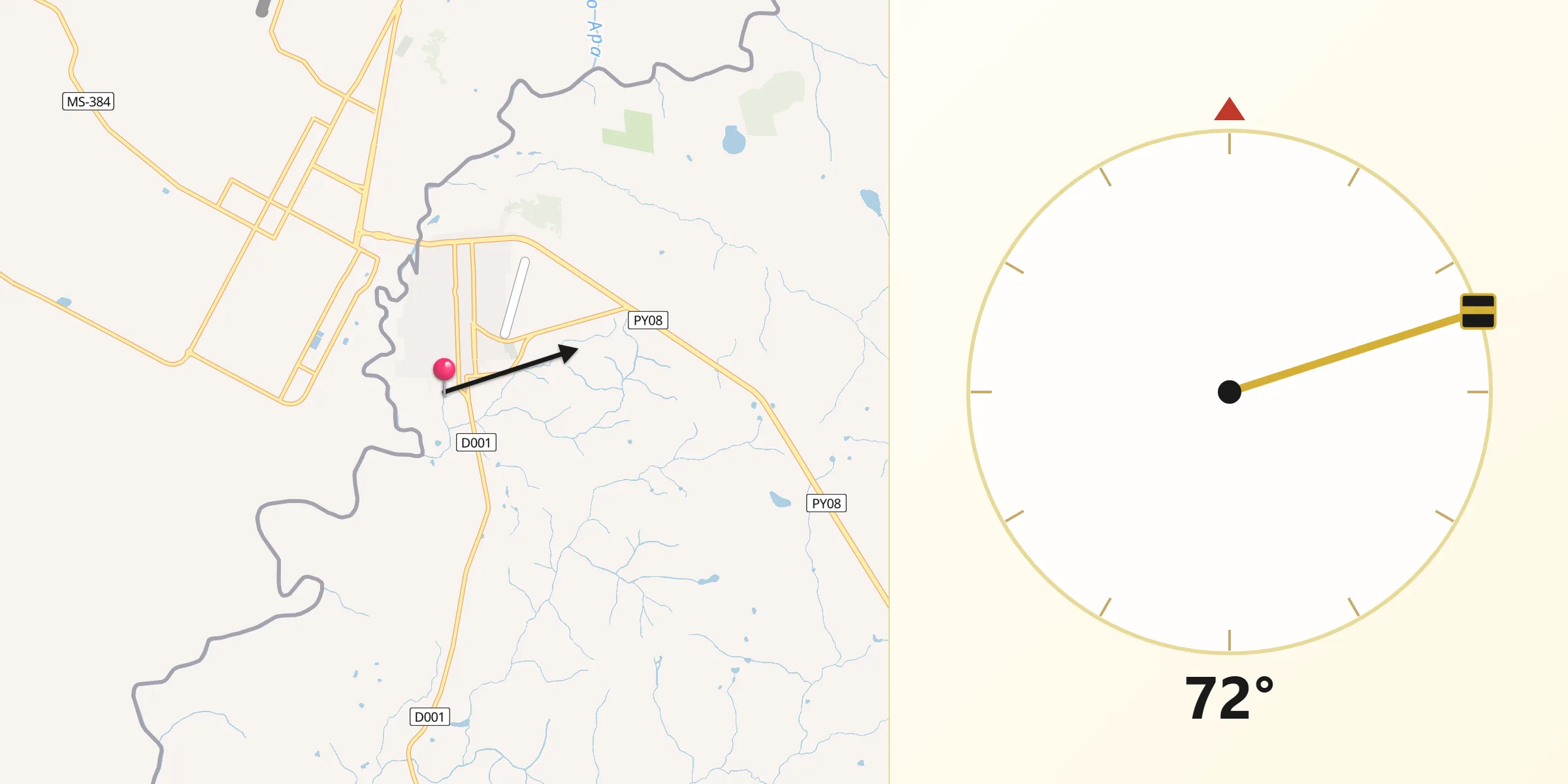 Dirección de la Qibla desde Bella Vista