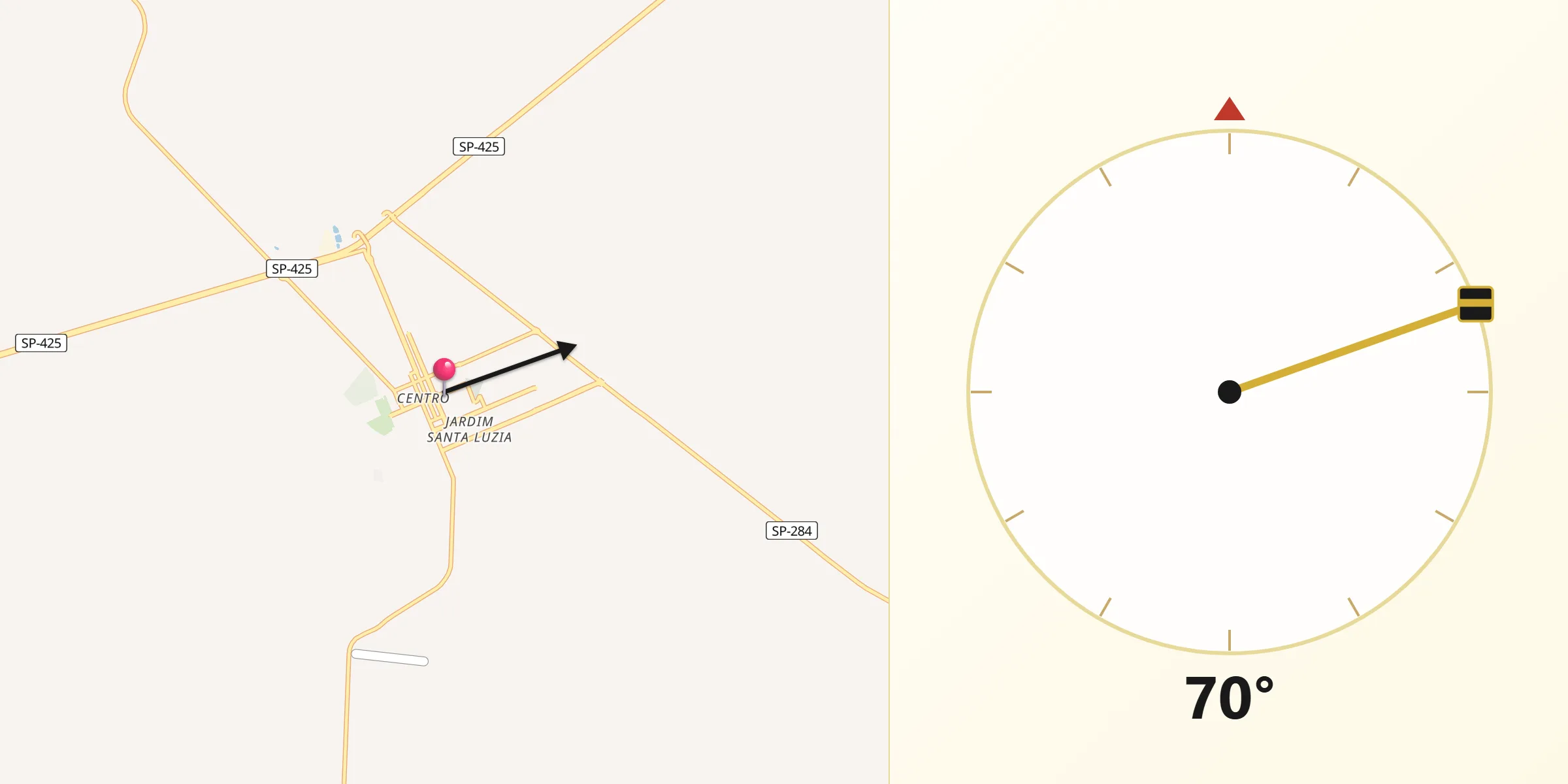 Direção da Qibla a partir de Martinópolis