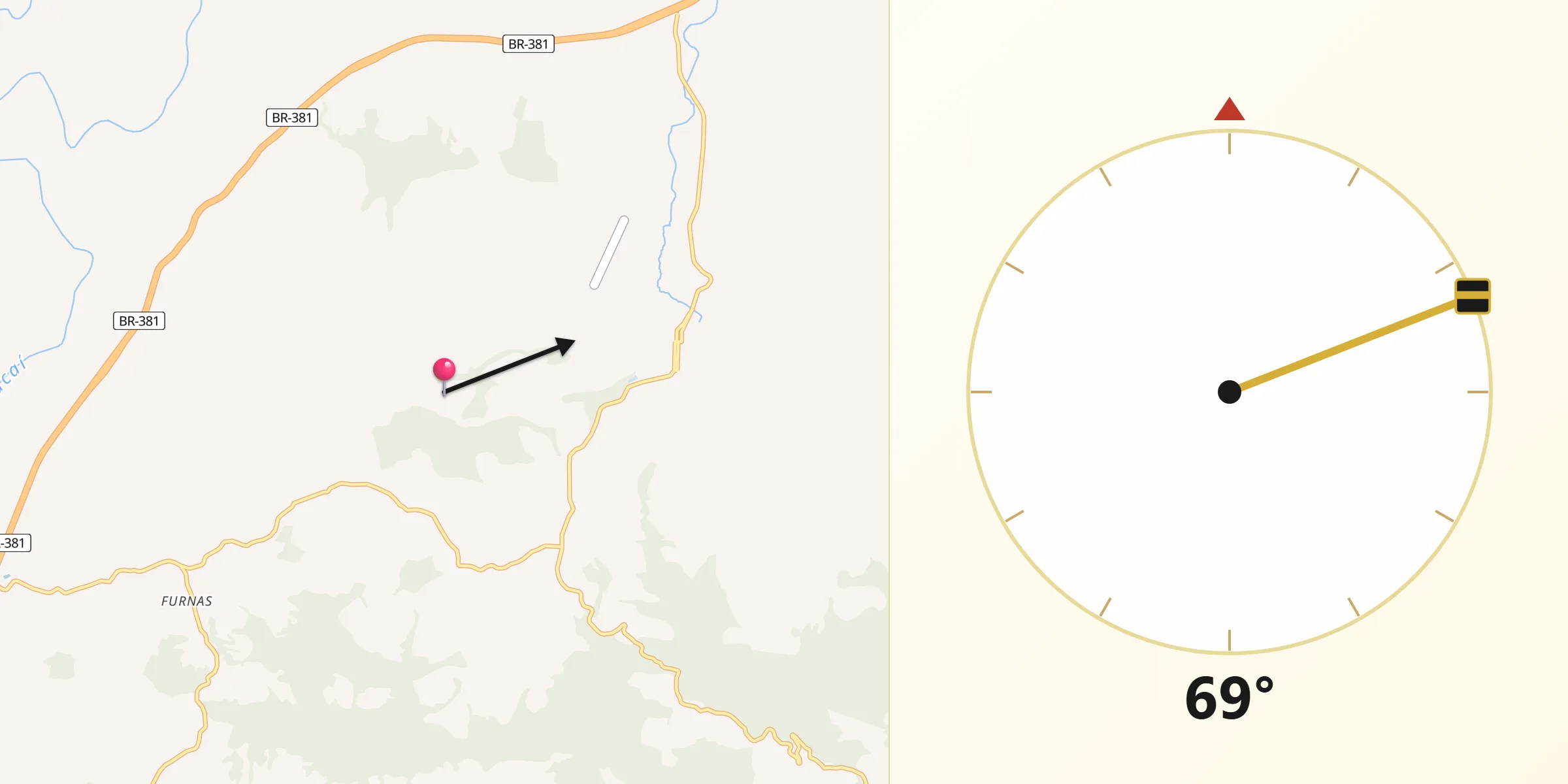 Direção da Qibla a partir de São Sebastião da Bela Vista