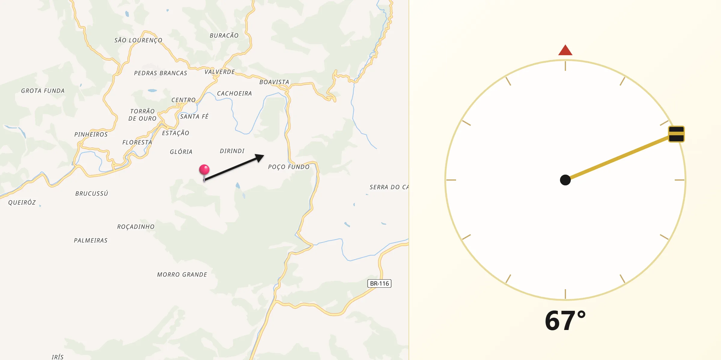 Direção da Qibla a partir de São José do Rio Preto