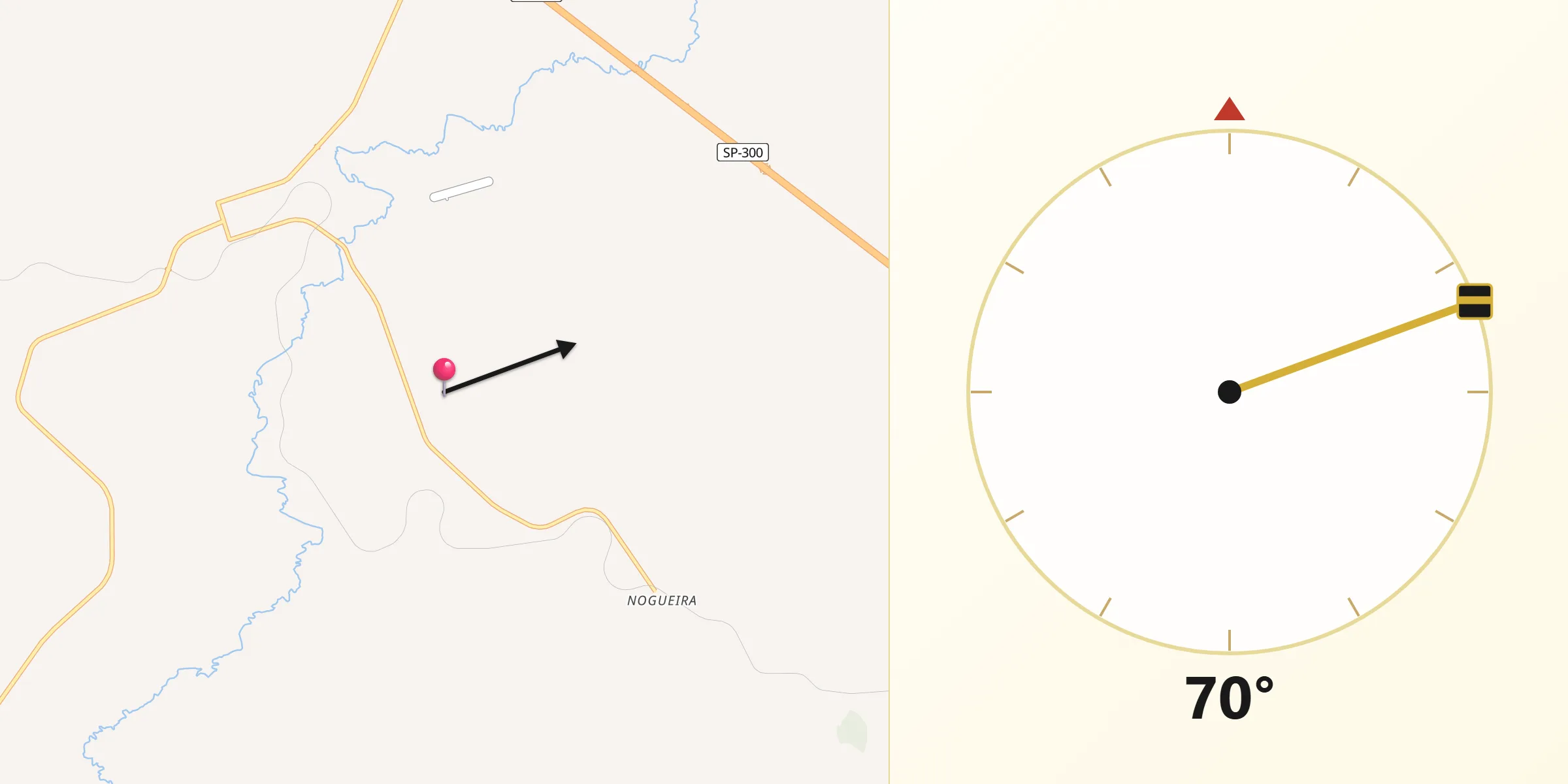 Direção da Qibla a partir de Avaí