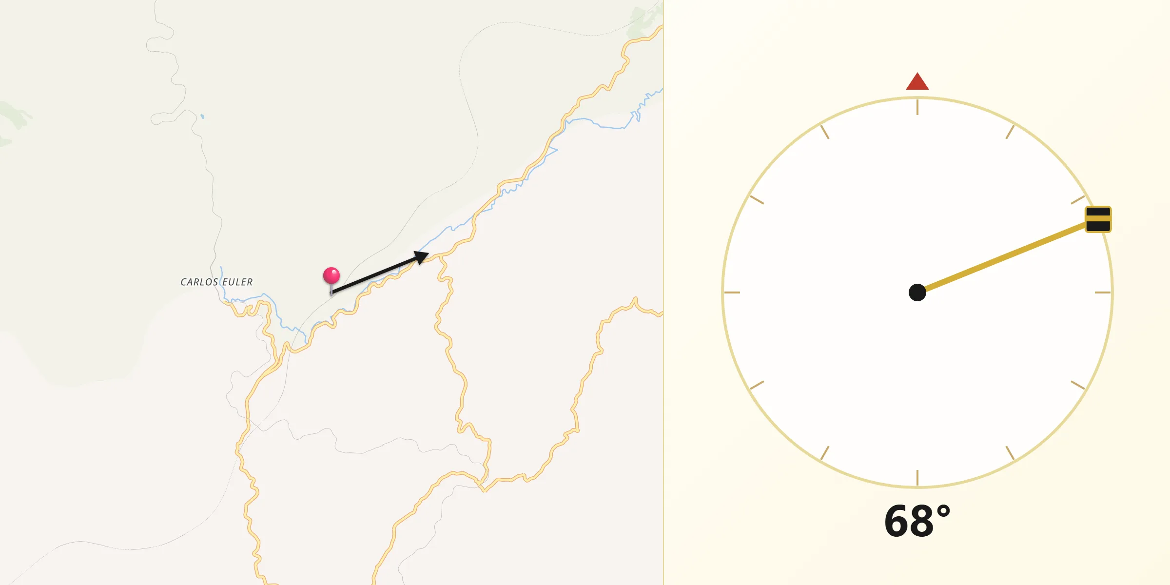 Direção da Qibla a partir de Passa-Vinte