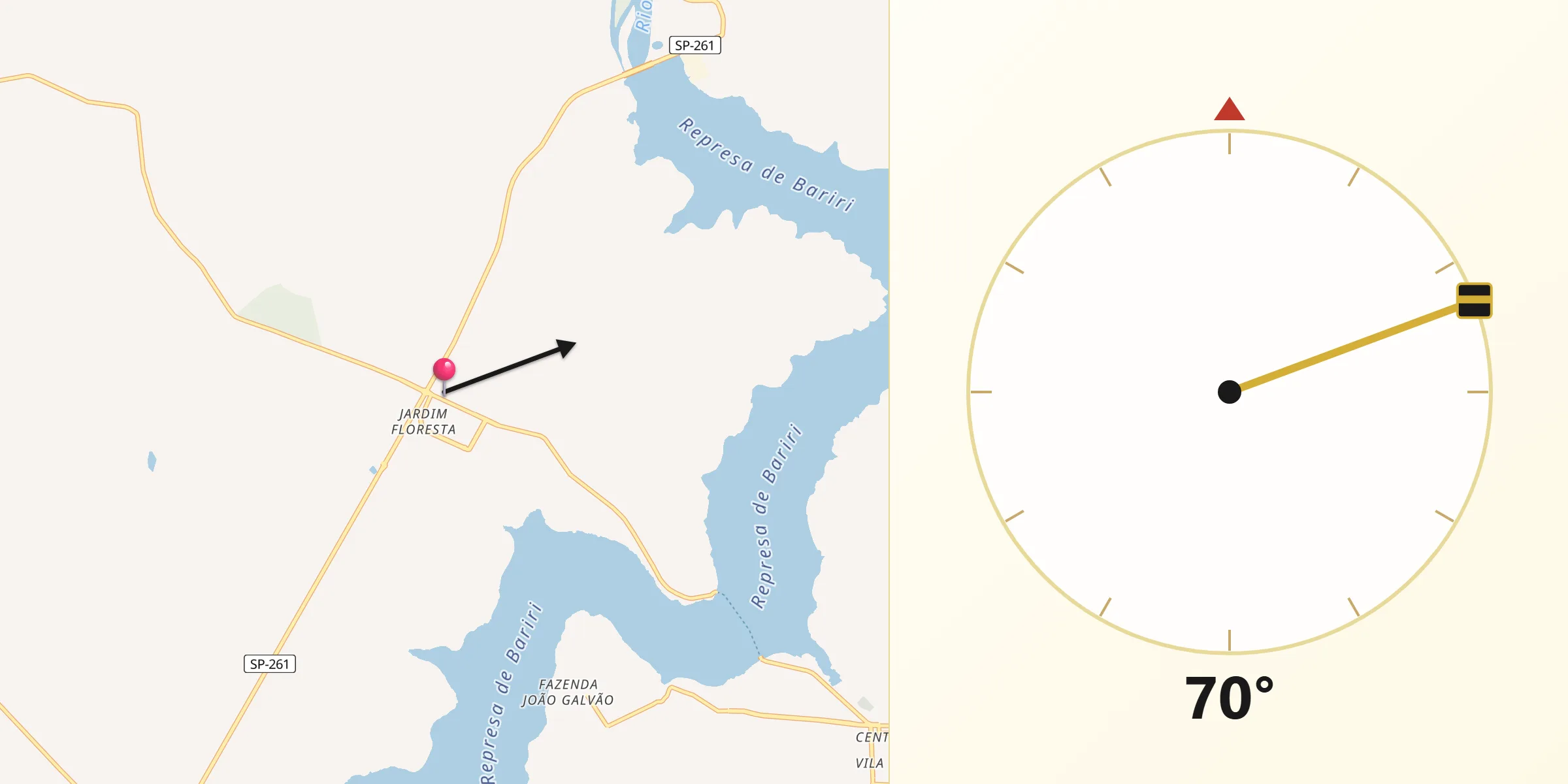 Direção da Qibla a partir de Boracéia