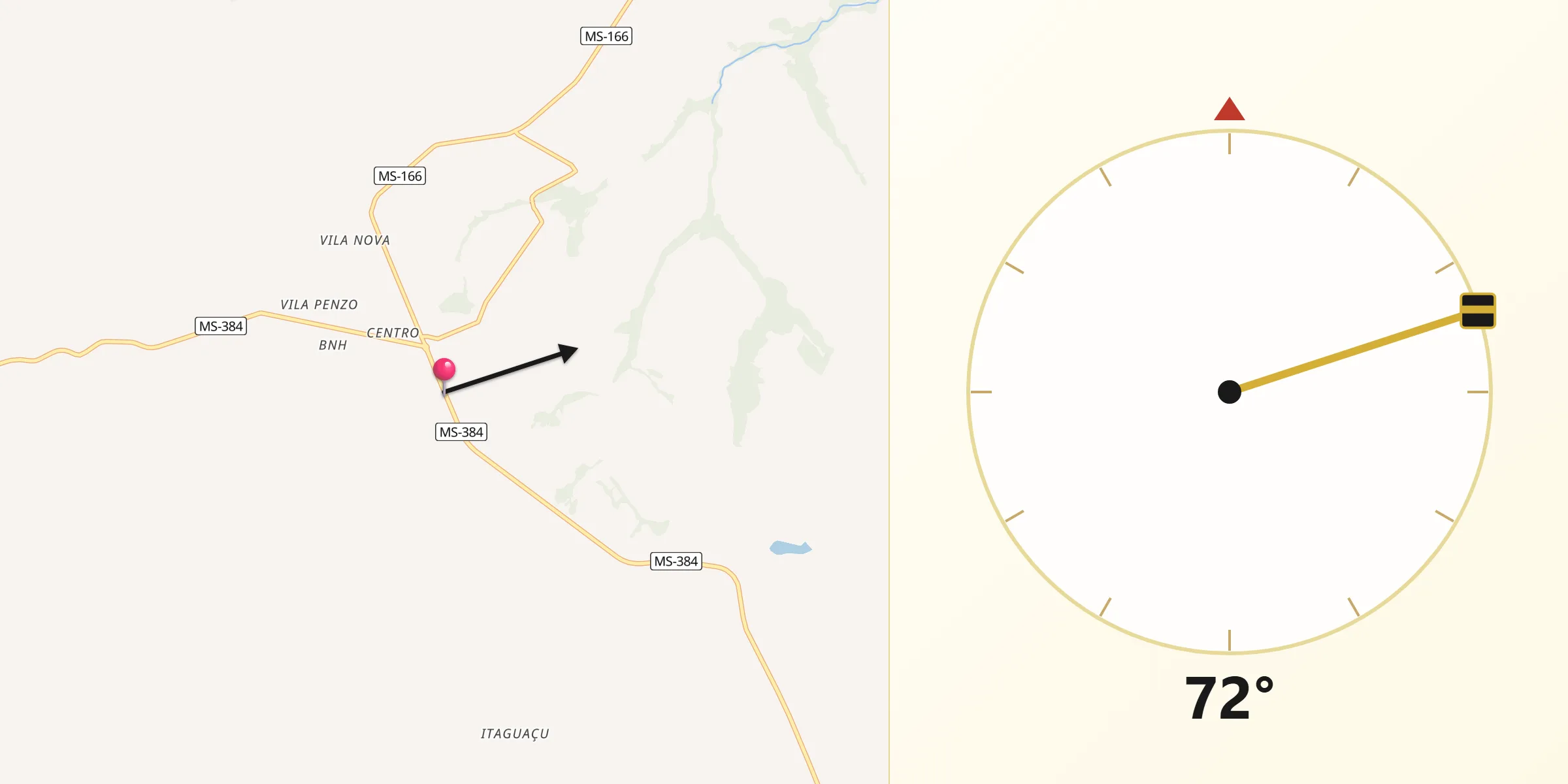 Direção da Qibla a partir de Antônio João
