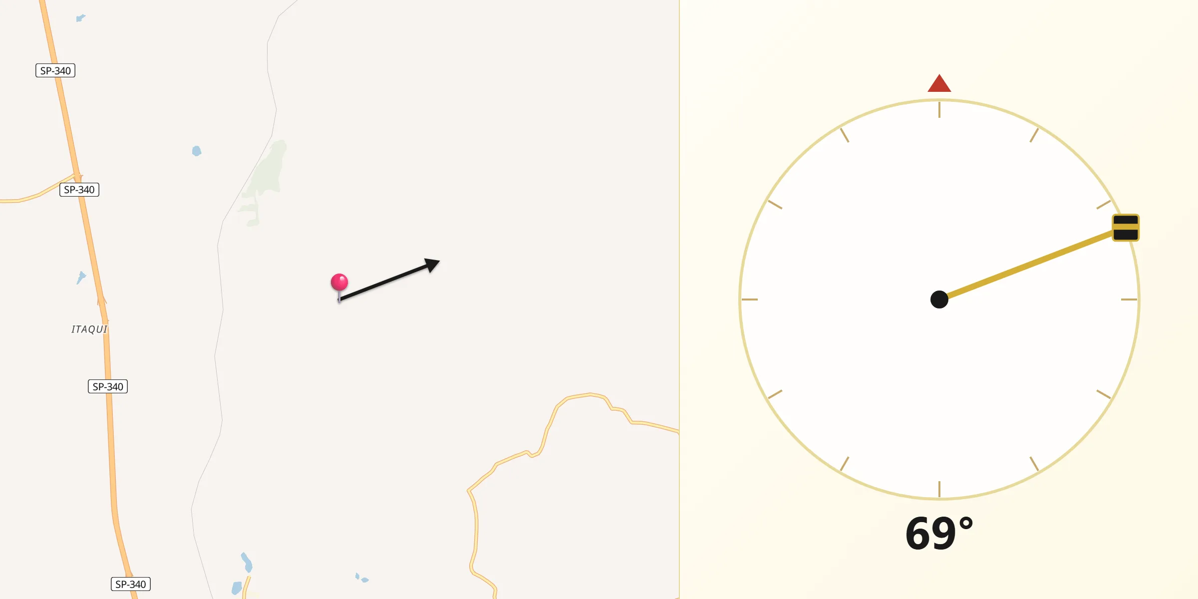 Direção da Qibla a partir de Estiva Gerbi