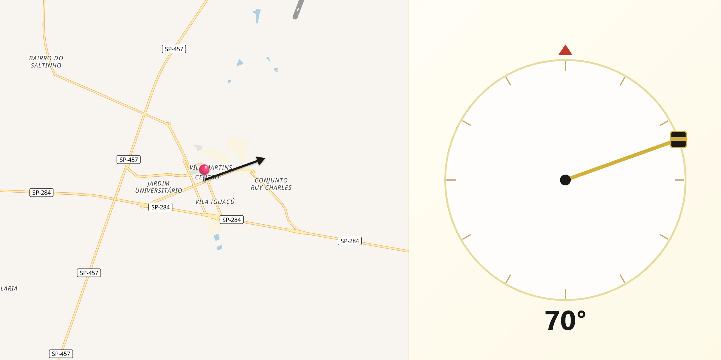 Direção da Qibla a partir de Rancharia