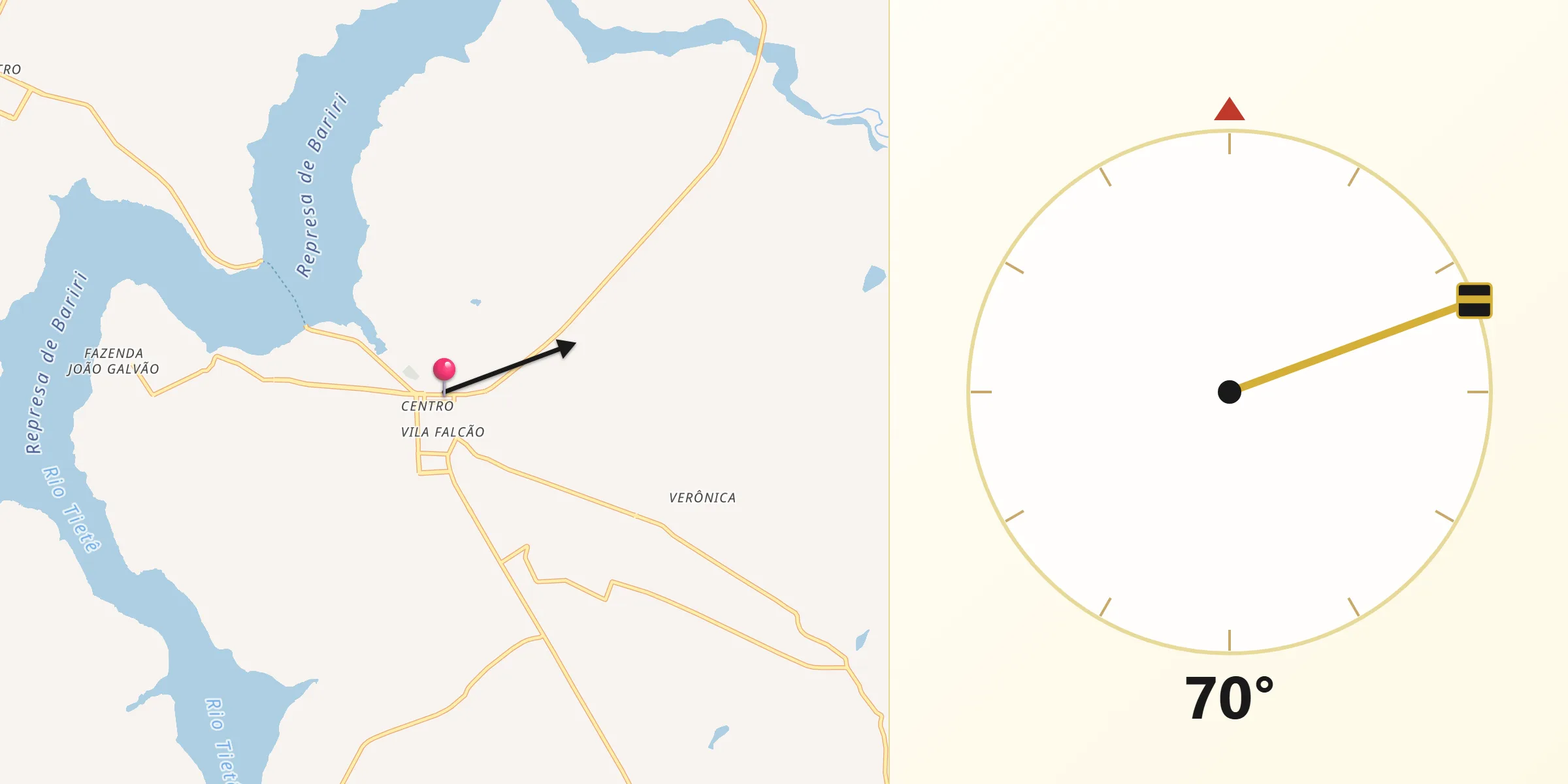 Direção da Qibla a partir de Itapuí