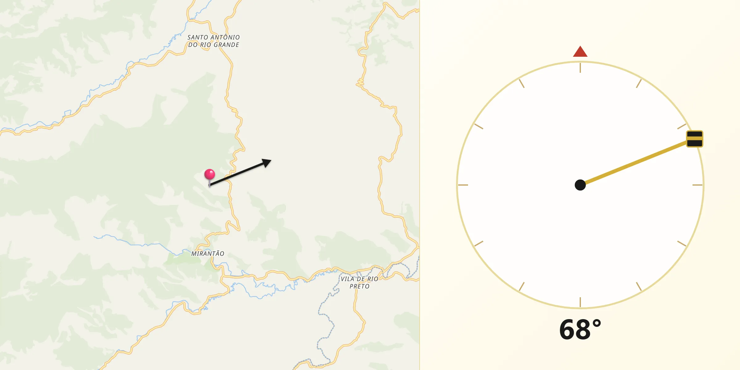 Direção da Qibla a partir de Bocaina de Minas