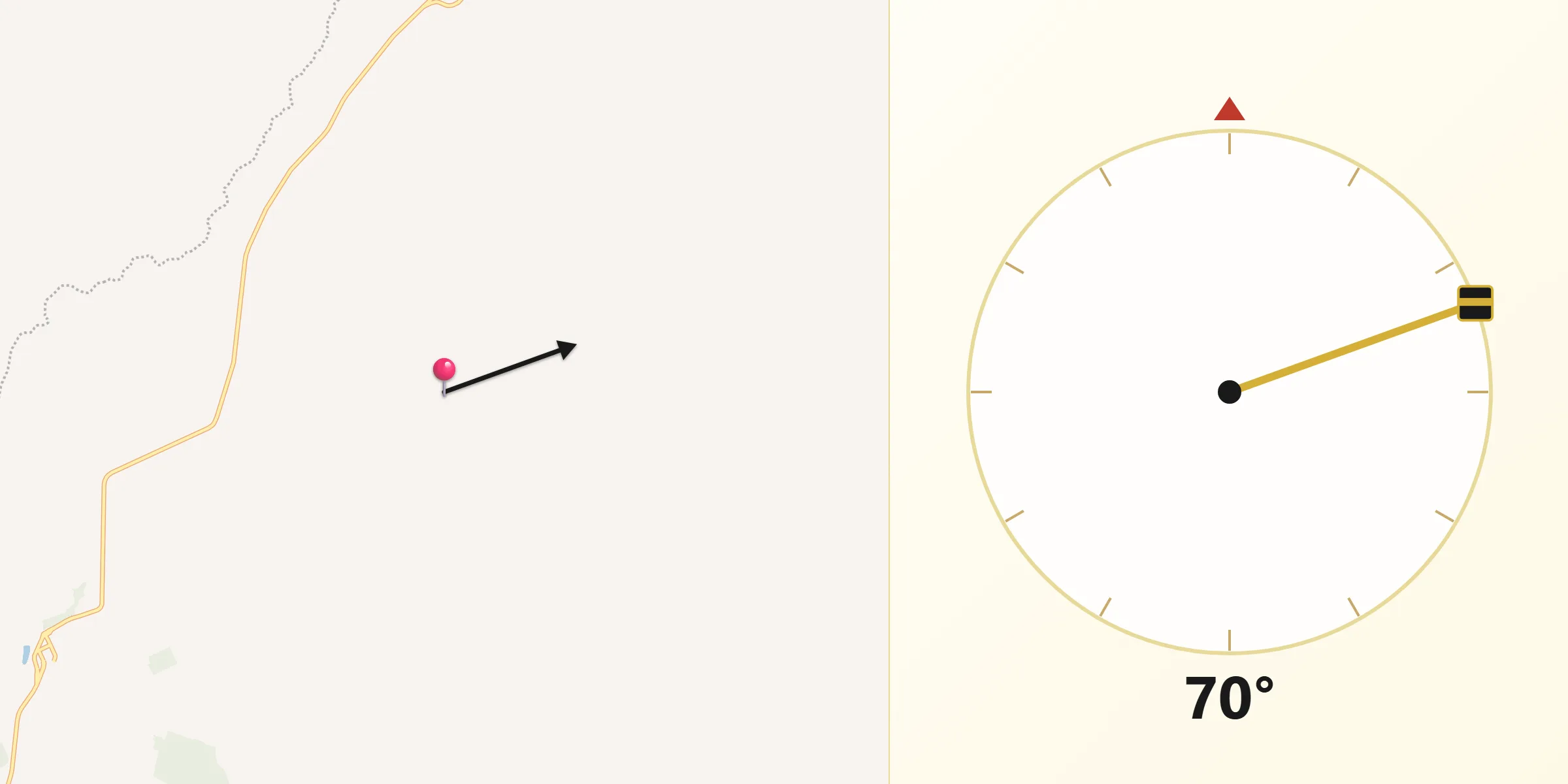 Direção da Qibla a partir de Borá