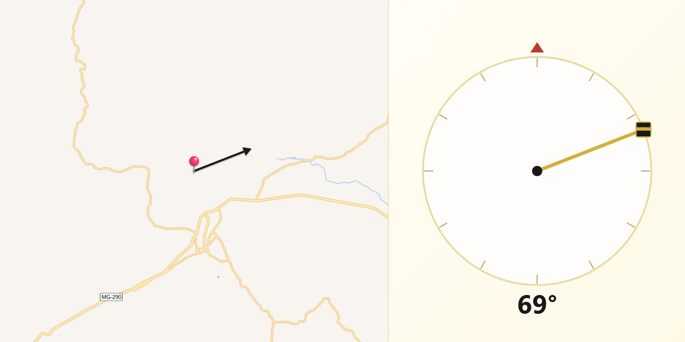 Direção da Qibla a partir de Borda da Mata