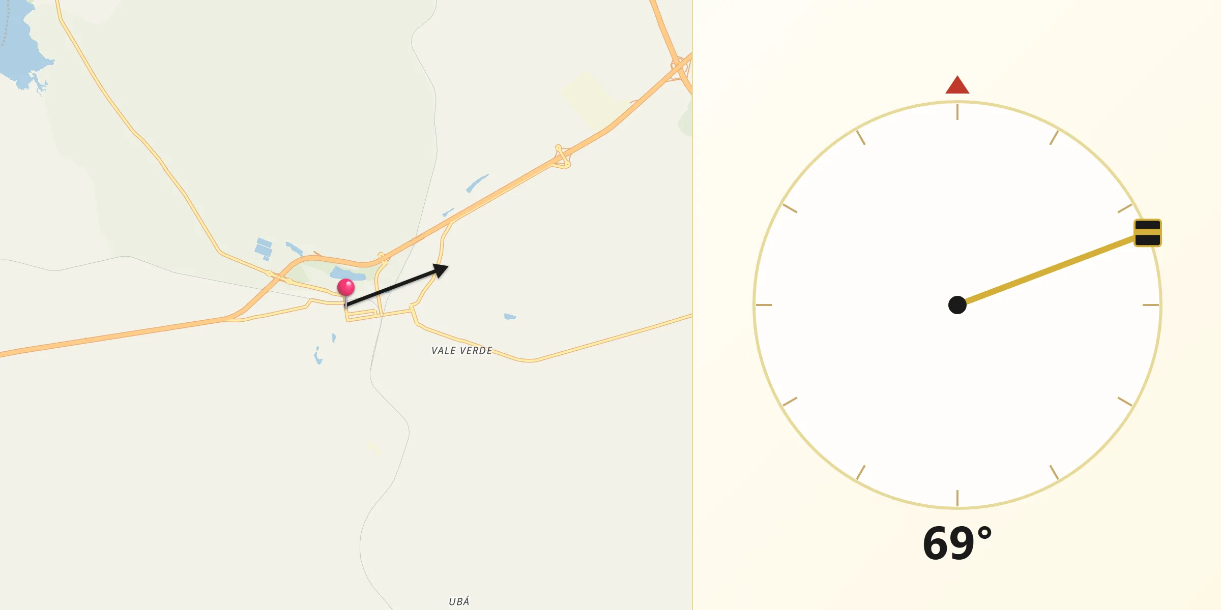 Direção da Qibla a partir de Itirapina