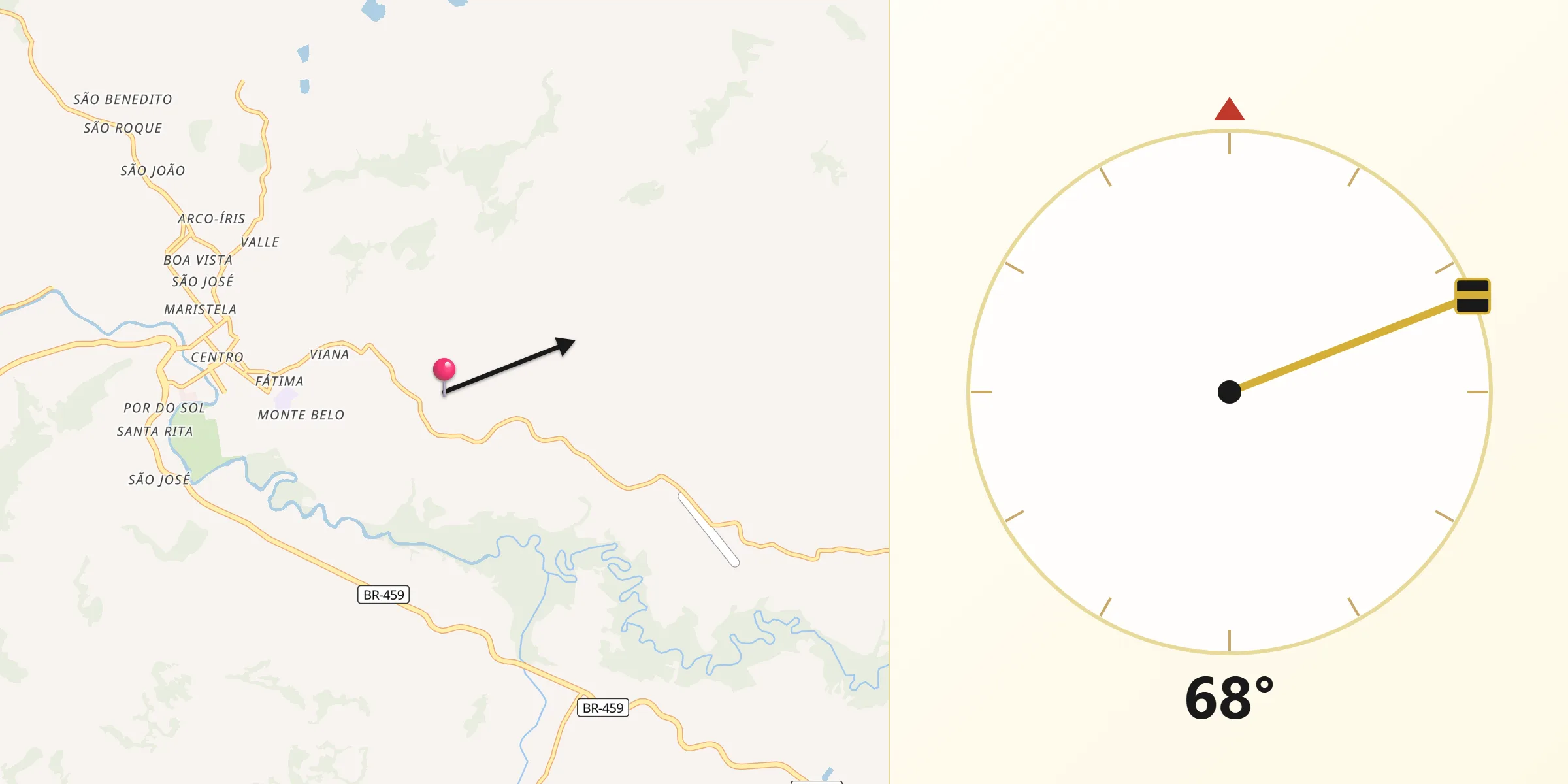 Direção da Qibla a partir de Santa Rita do Sapucaí