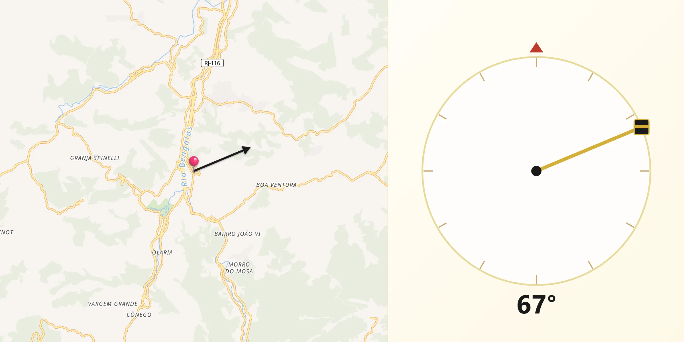 Direção da Qibla a partir de Nova Friburgo