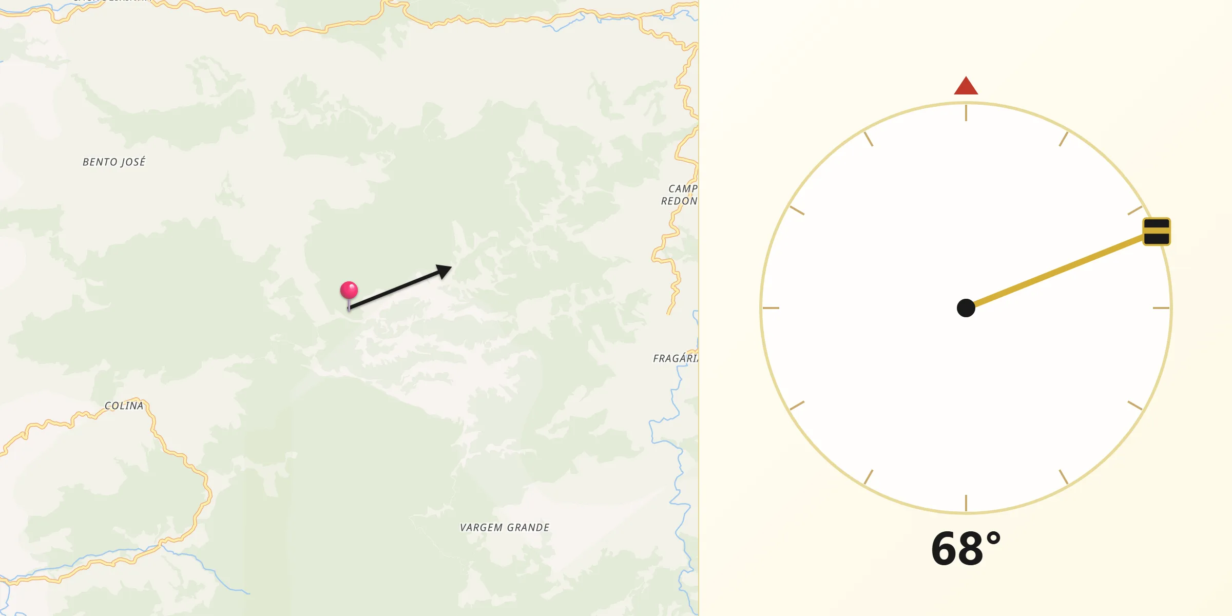 Direção da Qibla a partir de Itamonte