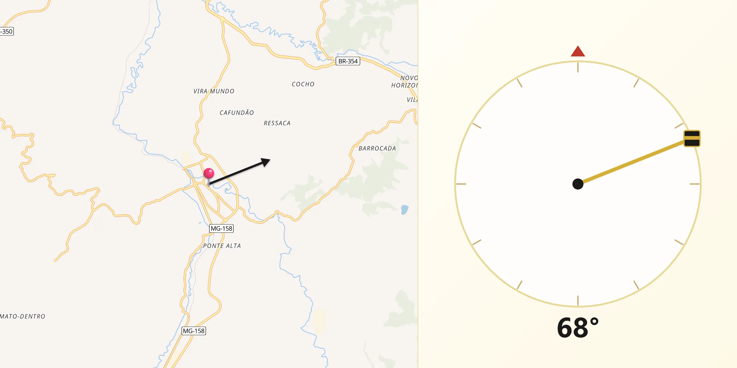 Direção da Qibla a partir de Itanhandu