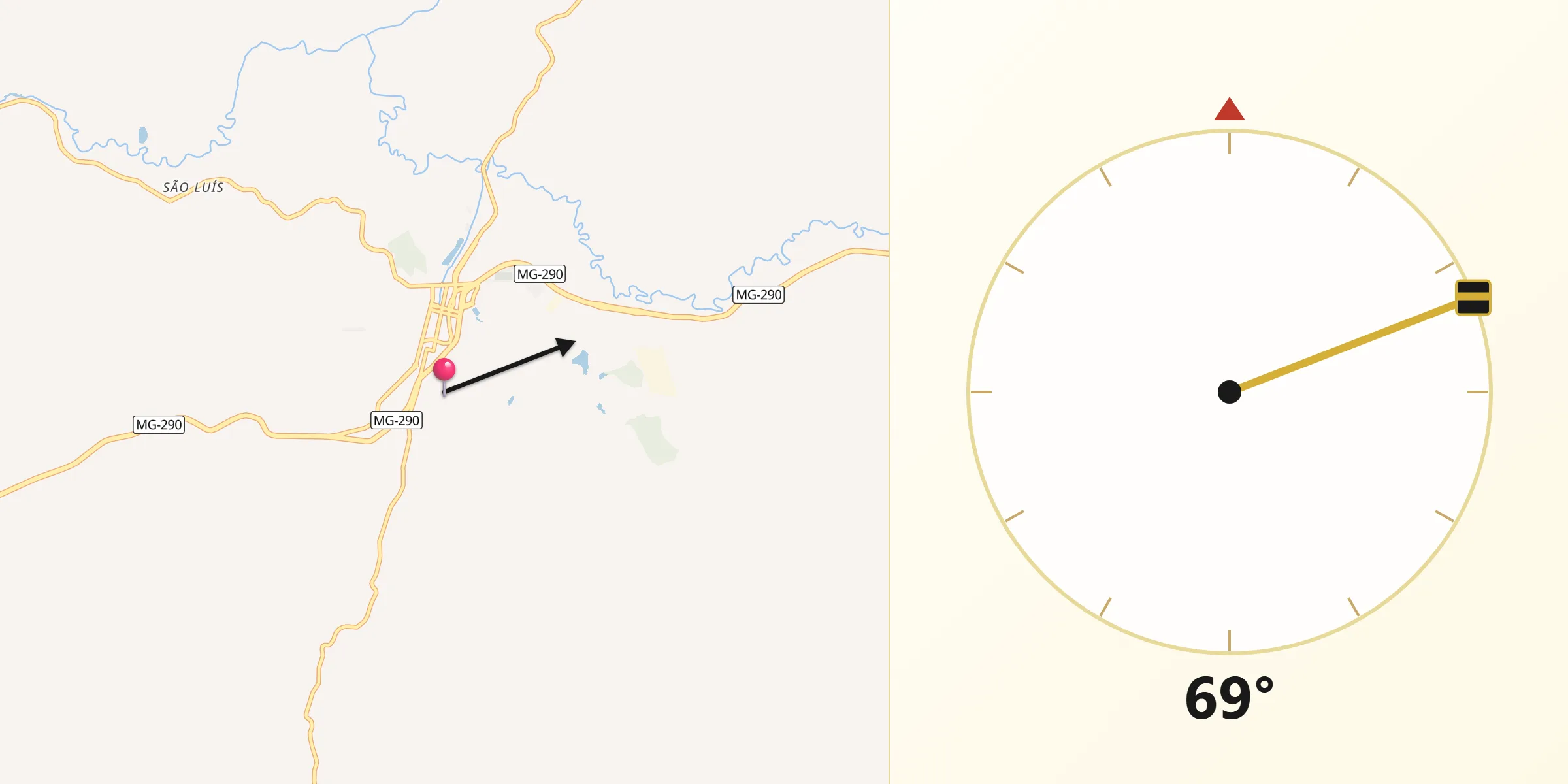 Direção da Qibla a partir de Jacutinga