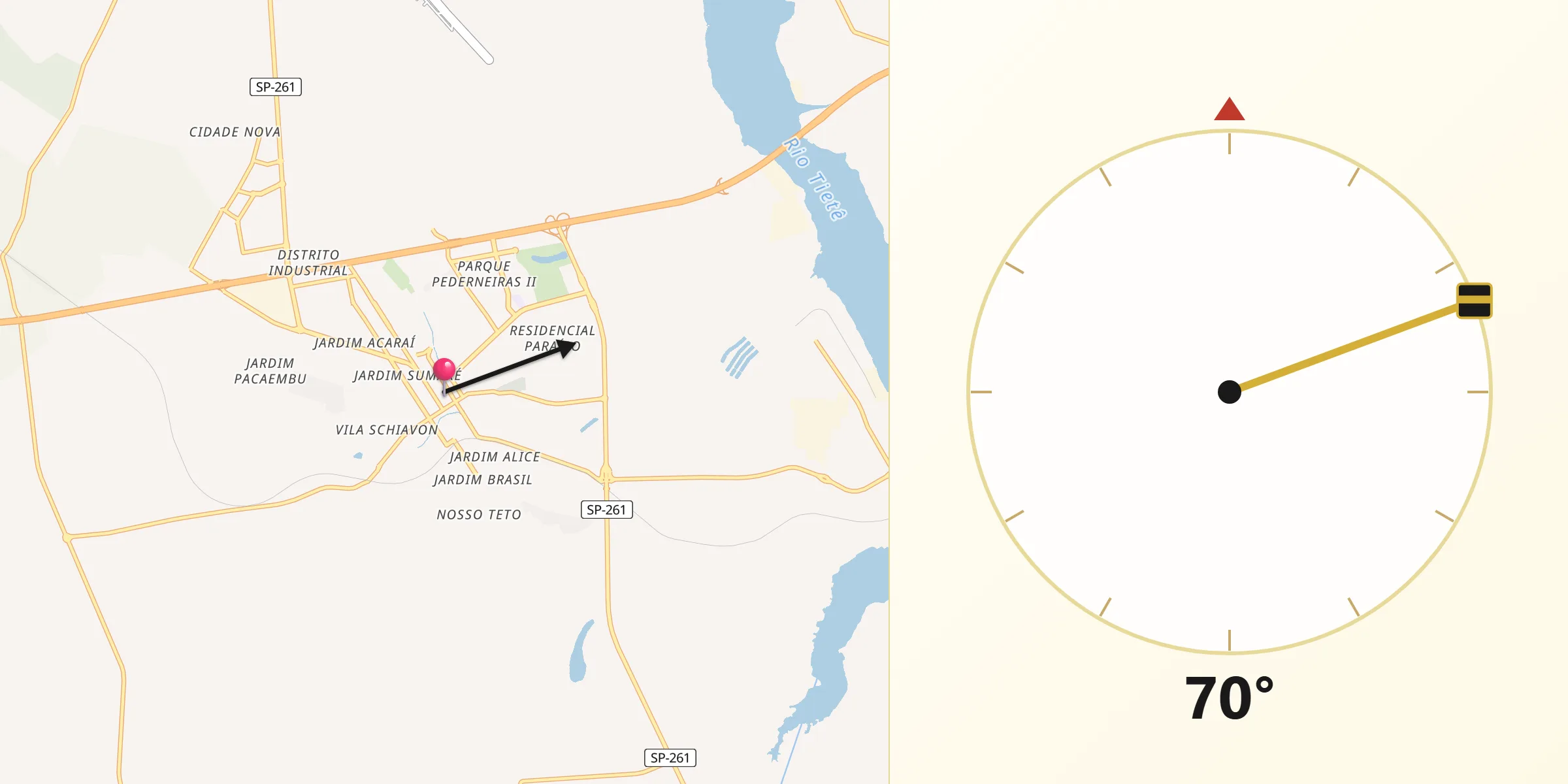 Direção da Qibla a partir de Pederneiras