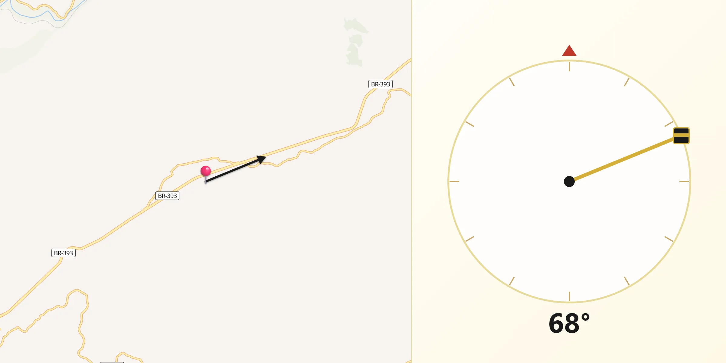 Direção da Qibla a partir de Vassouras