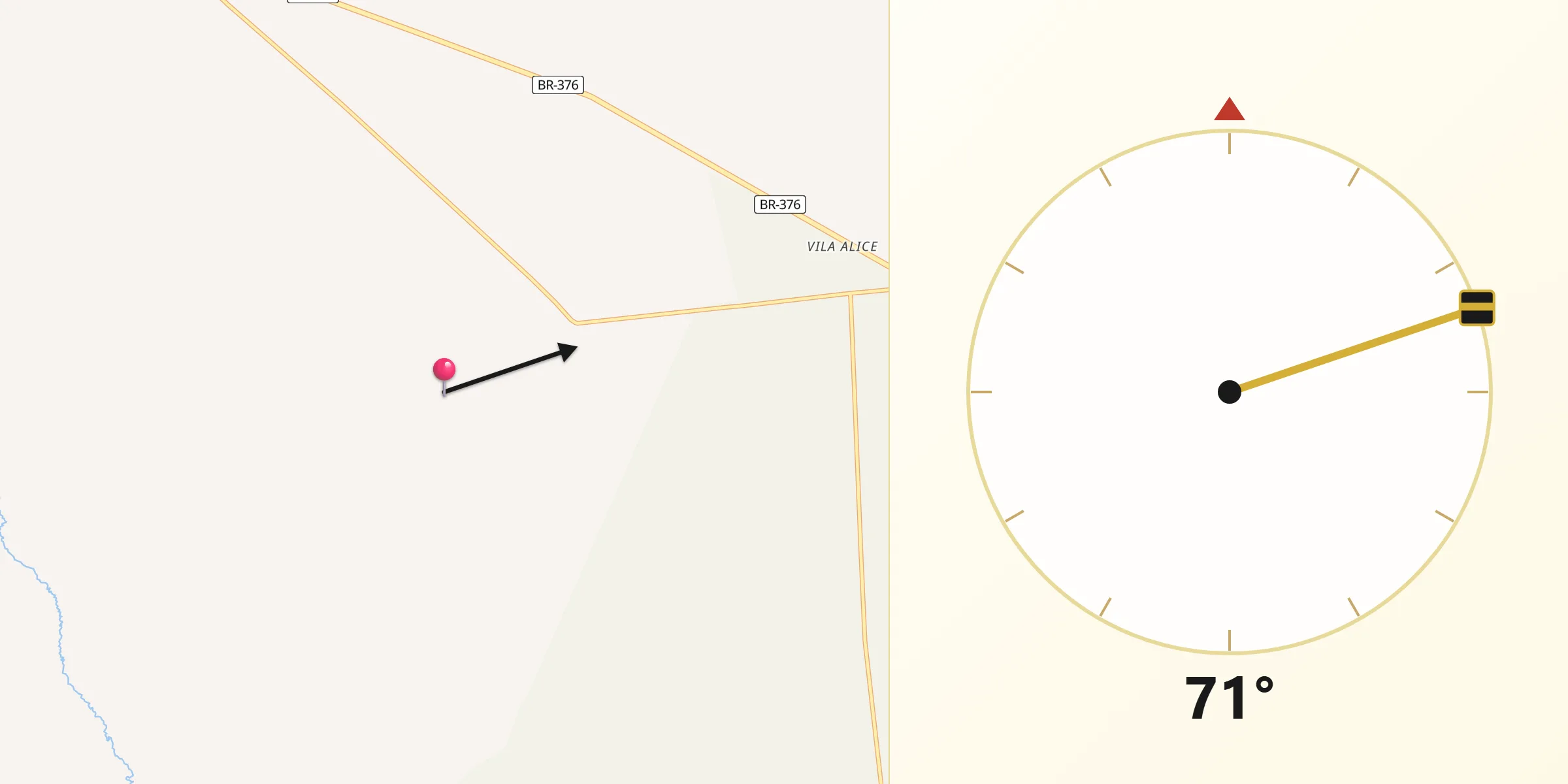 Direção da Qibla a partir de Ivinhema