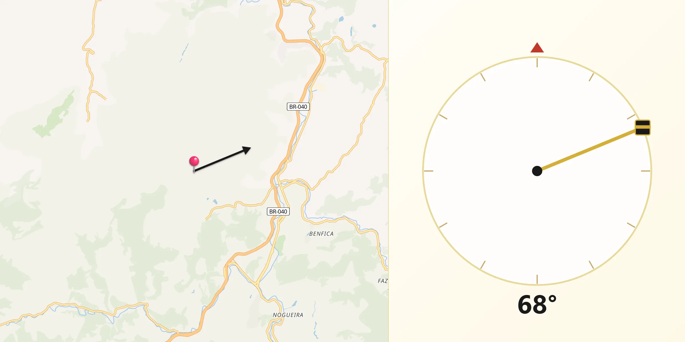 Direzione della Qibla da Petrópolis
