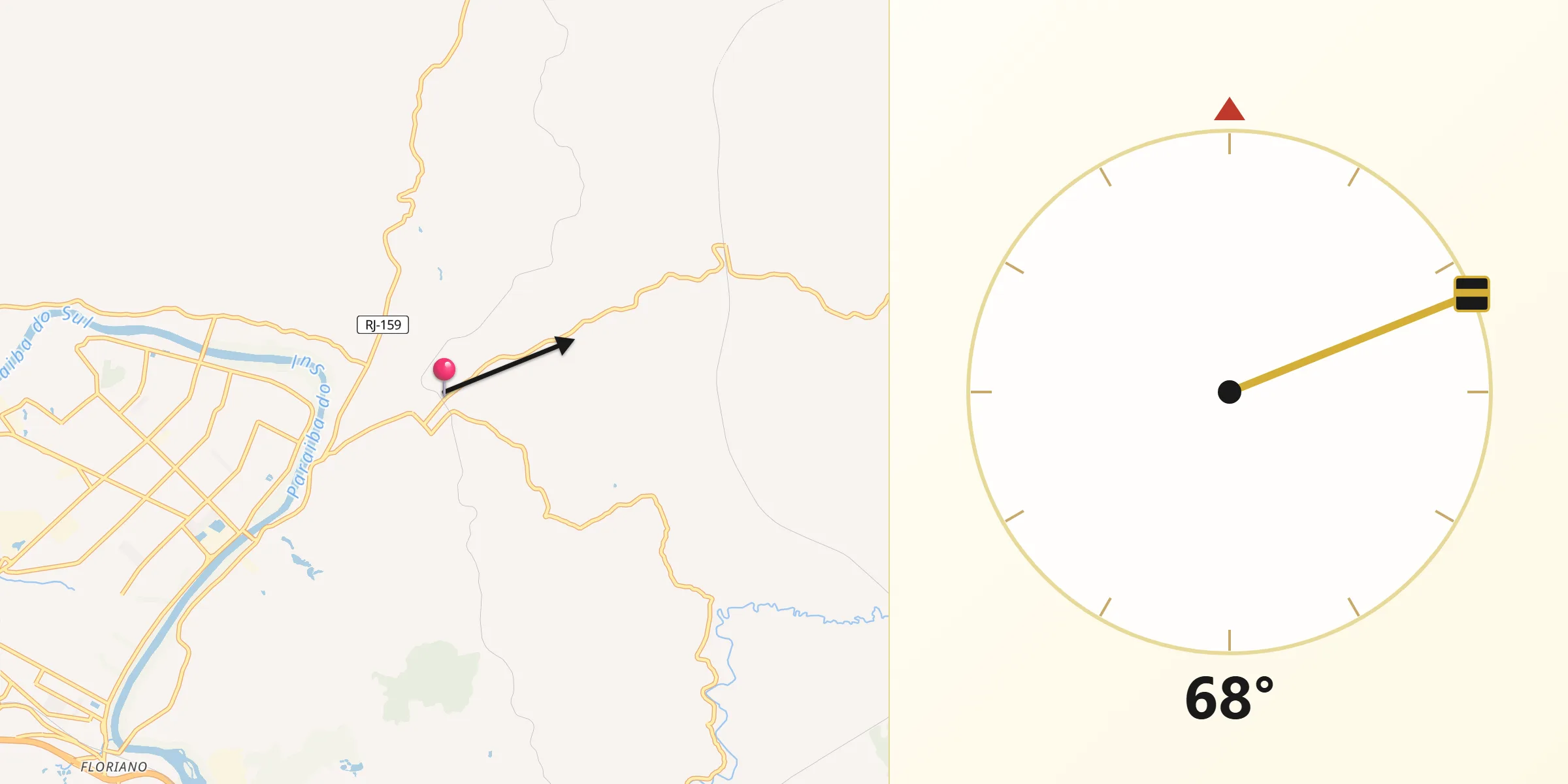 Direção da Qibla a partir de Quatis