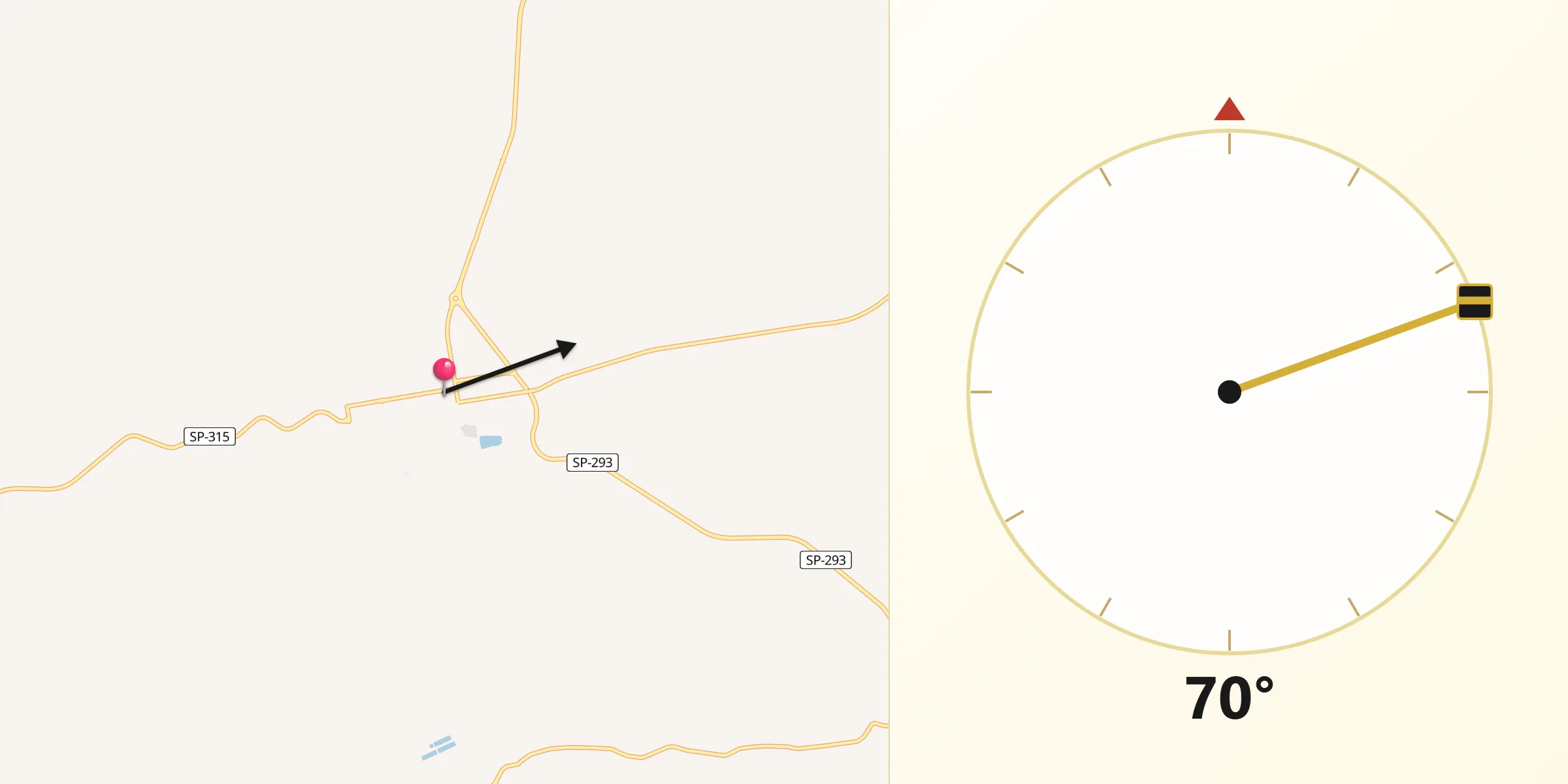 Direção da Qibla a partir de Duartina