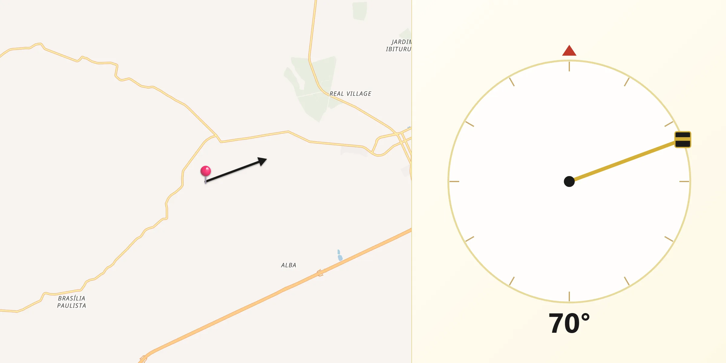 Direção da Qibla a partir de Piratininga