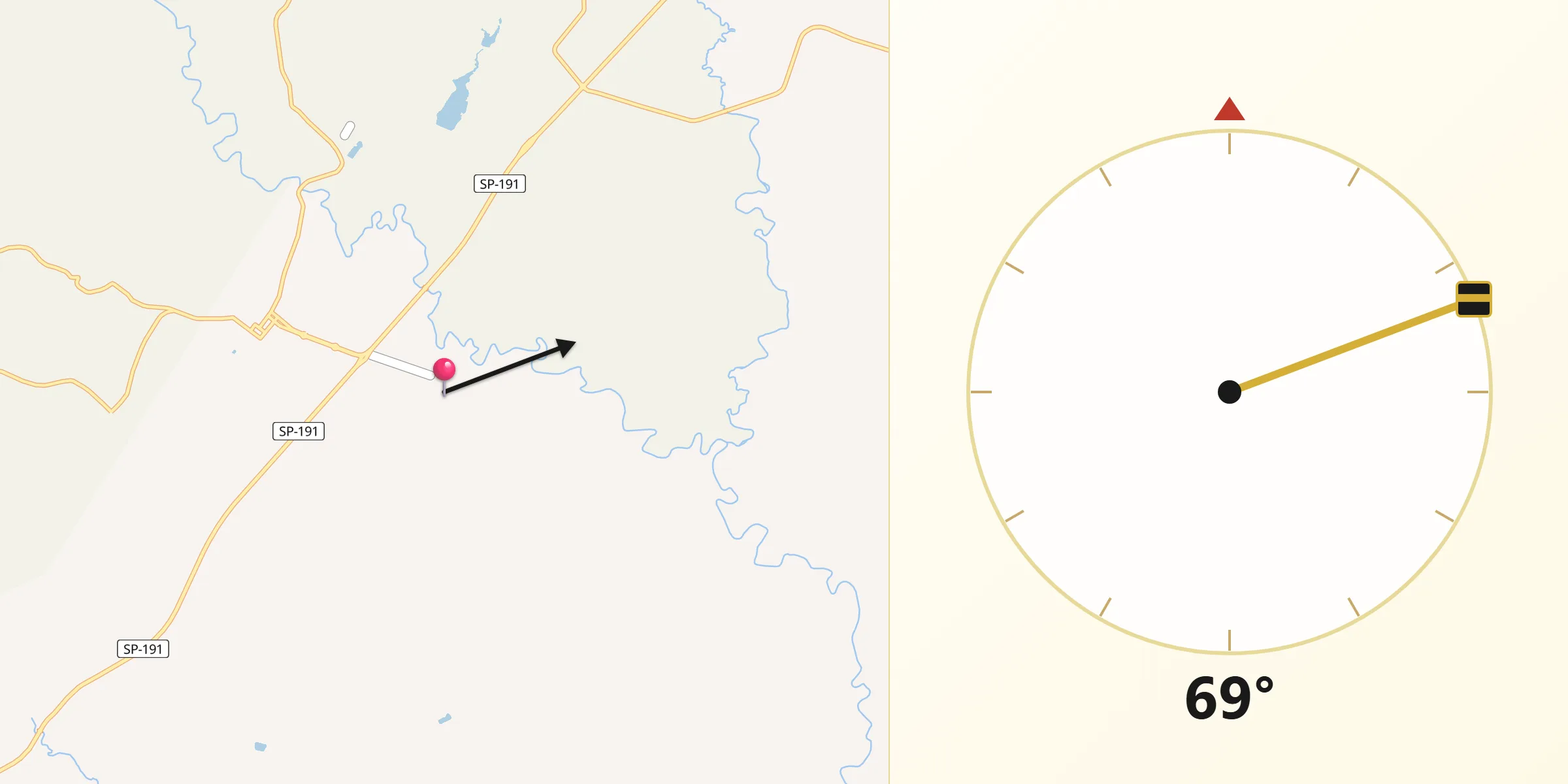 Direção da Qibla a partir de Ipeúna