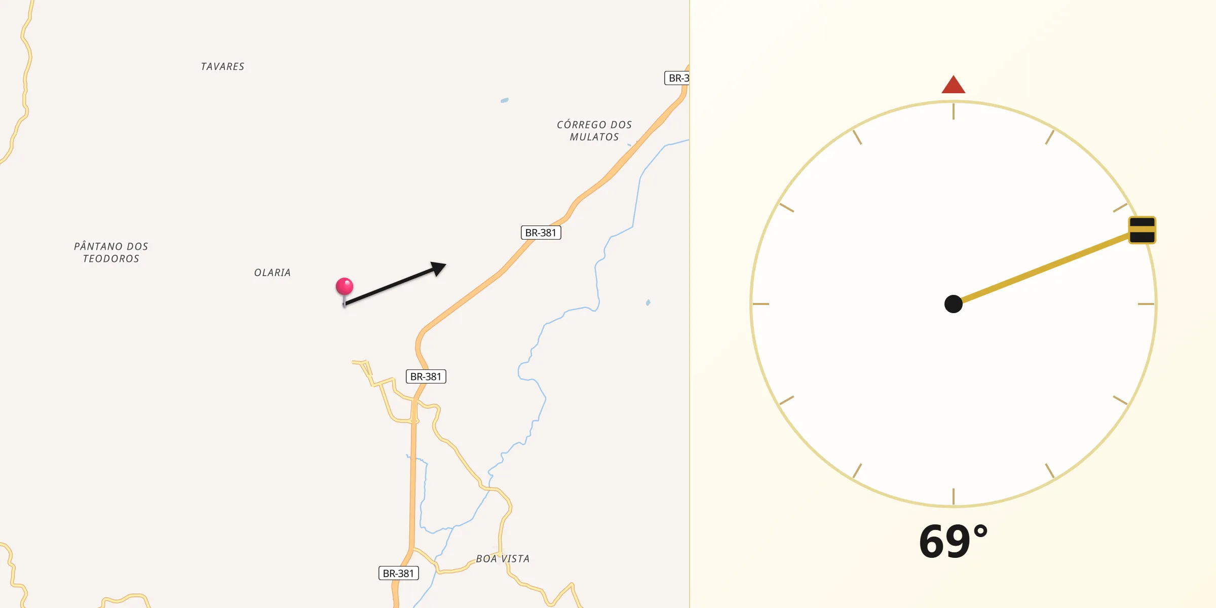 Direção da Qibla a partir de Estiva