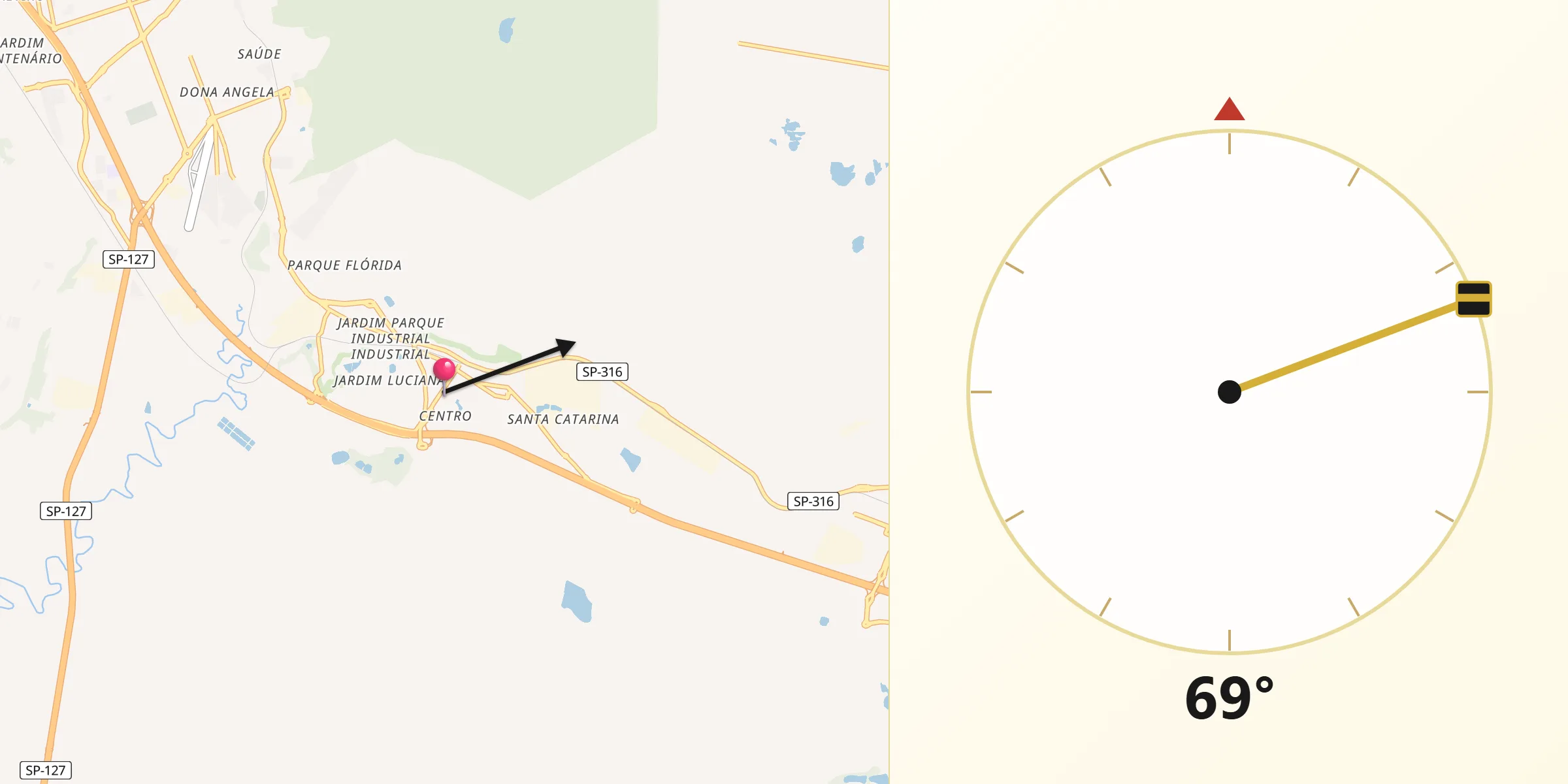 Direção da Qibla a partir de Santa Gertrudes