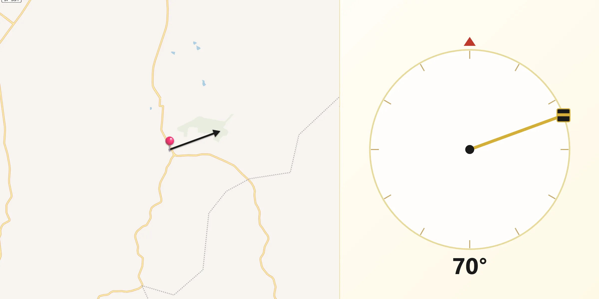 Direção da Qibla a partir de Alvinlândia