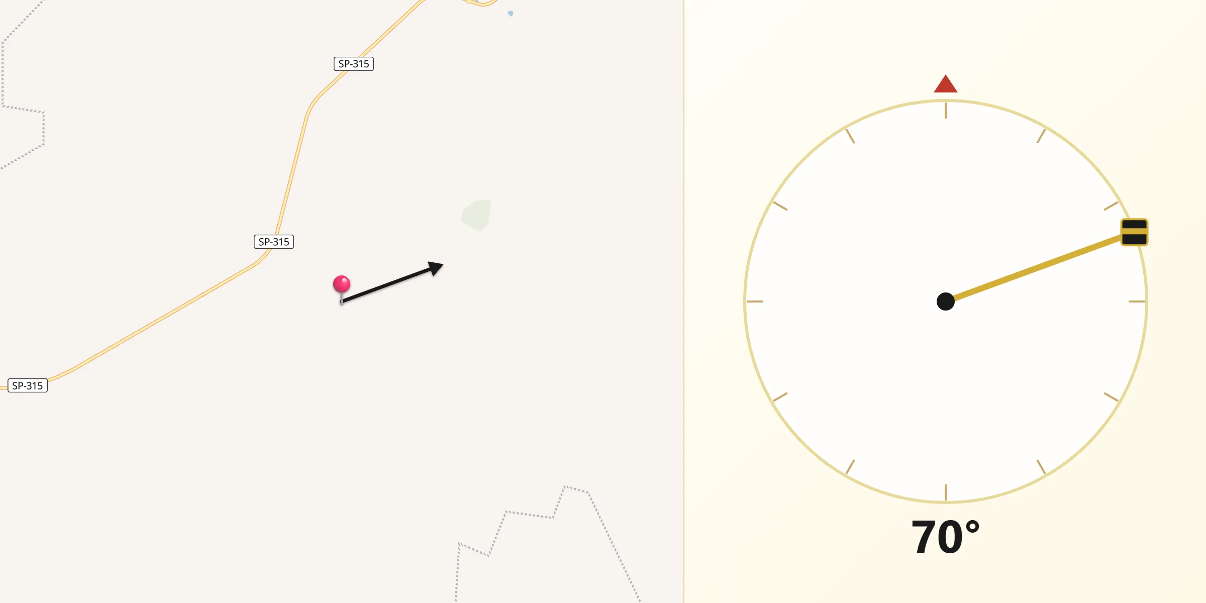 Direção da Qibla a partir de Lucianópolis