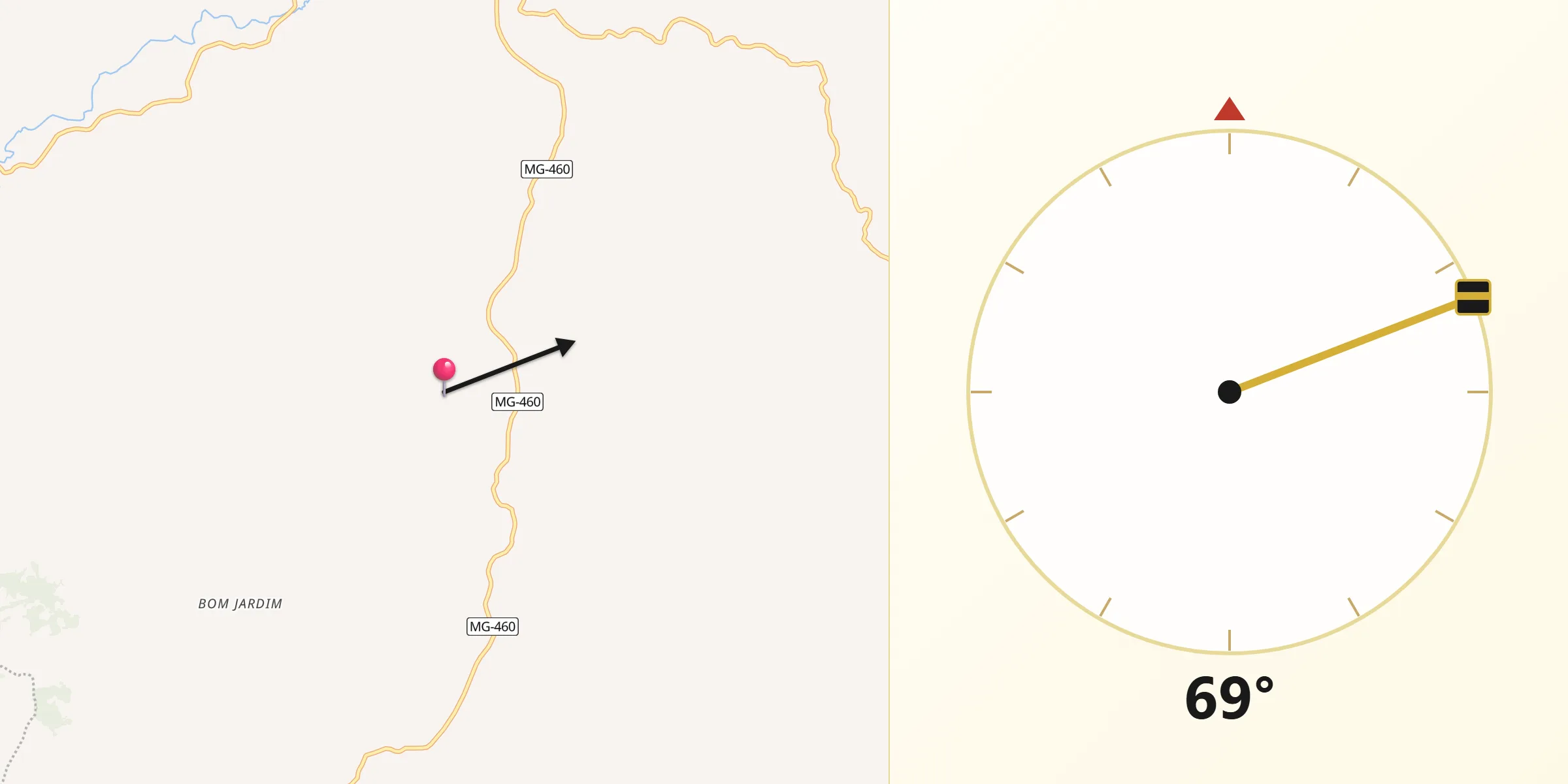 Direção da Qibla a partir de Bueno Brandão