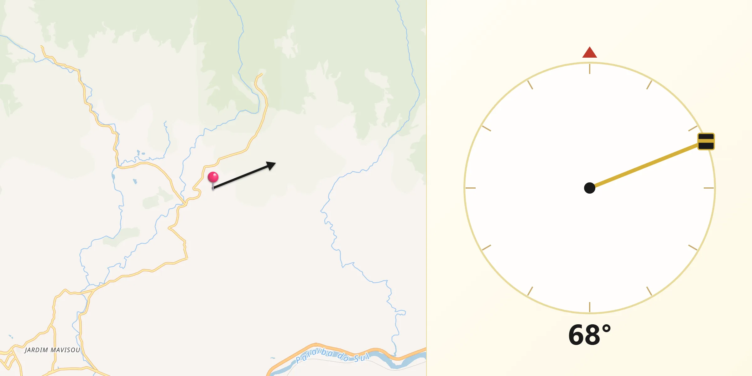 Direção da Qibla a partir de Lavrinhas