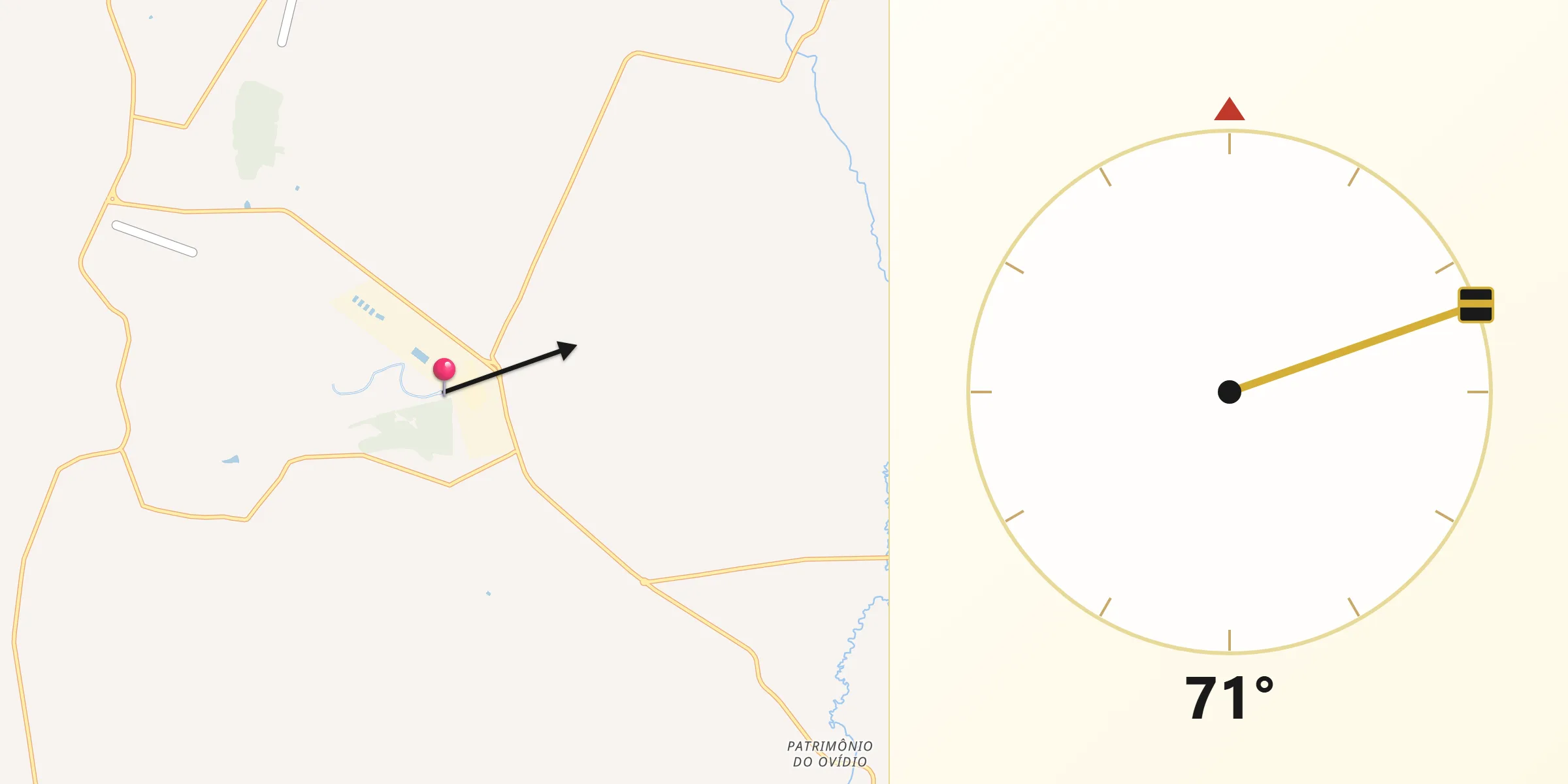 Direção da Qibla a partir de Narandiba