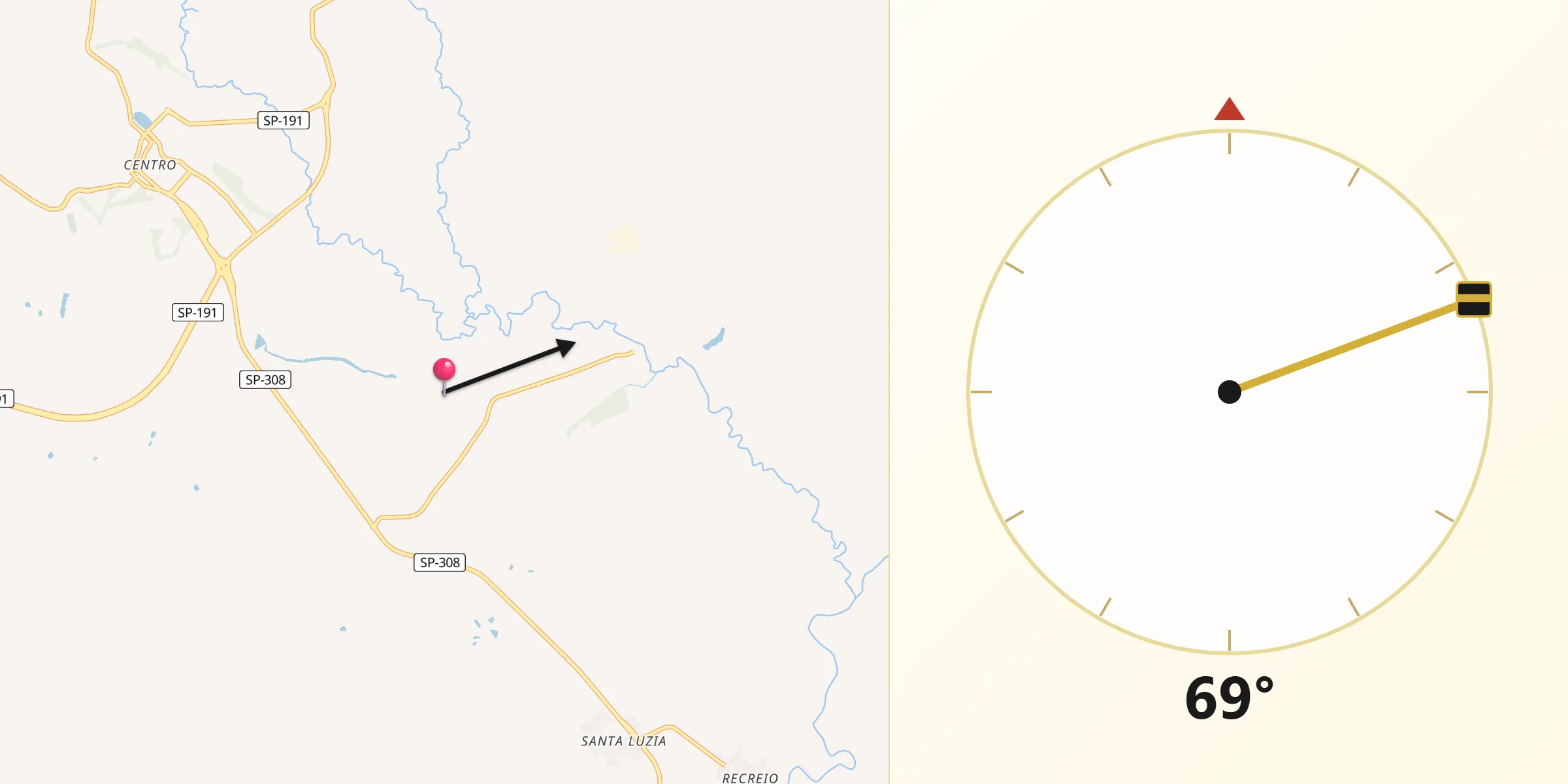 Direção da Qibla a partir de Charqueada