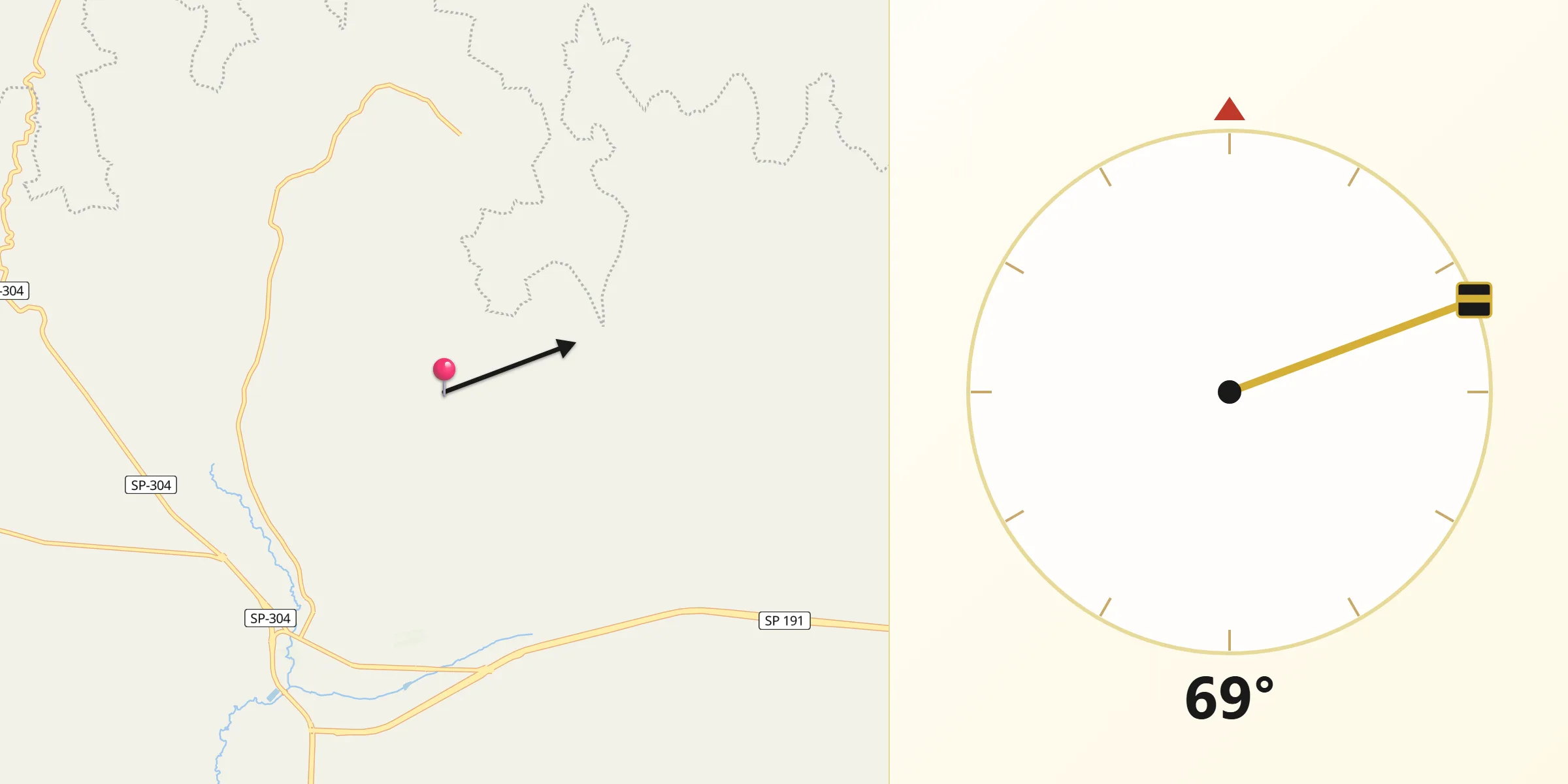 Direção da Qibla a partir de Santa Maria da Serra
